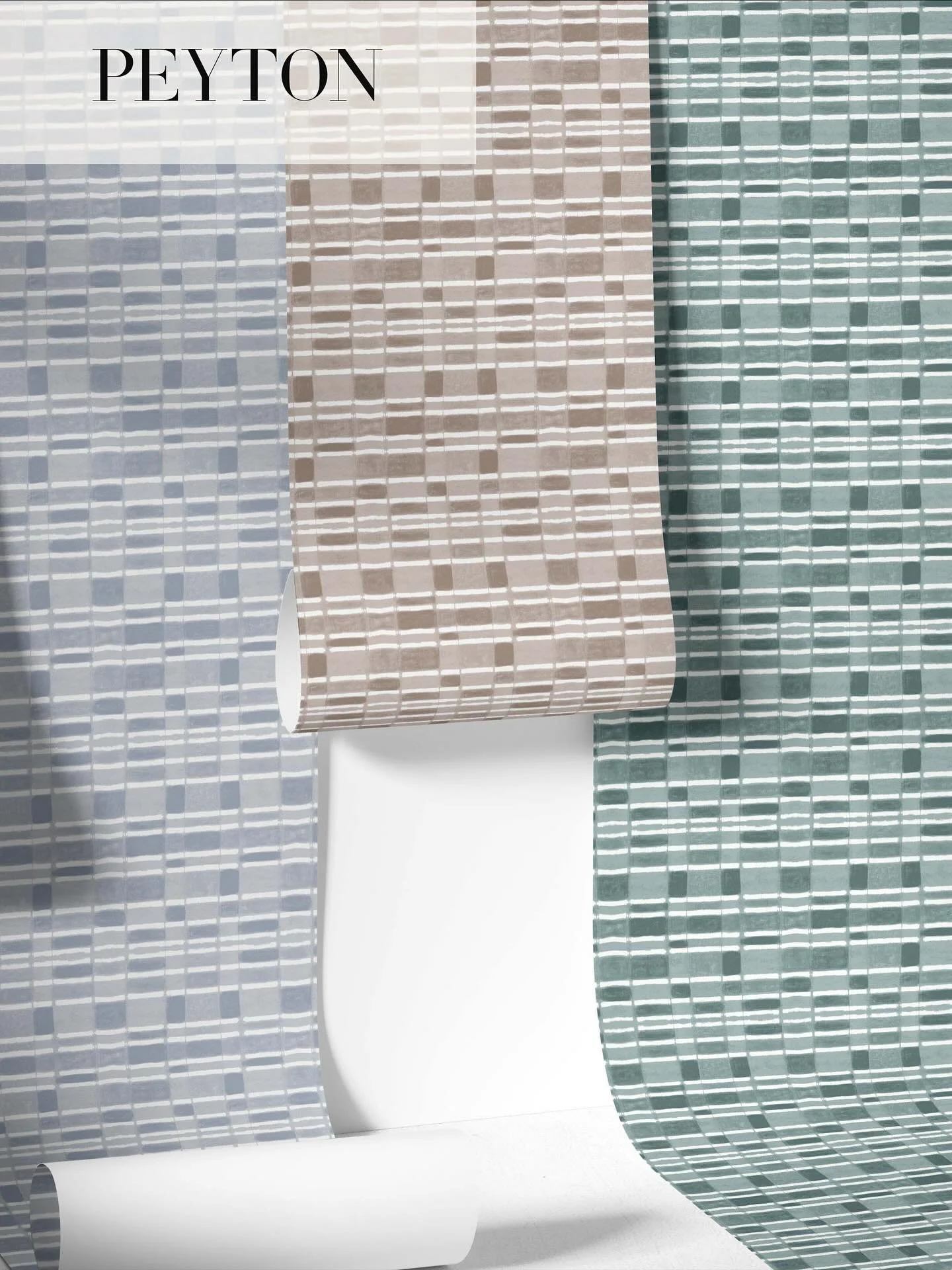 Introducing Peyton, one of our new wallpaper designs  available through @striped.wallpaper! 

Hand-dyed checks meet soft white bands in a rhythmic play of tone and texture, revealing the quiet beauty of the Japanese shibori process. Available in 3 co
