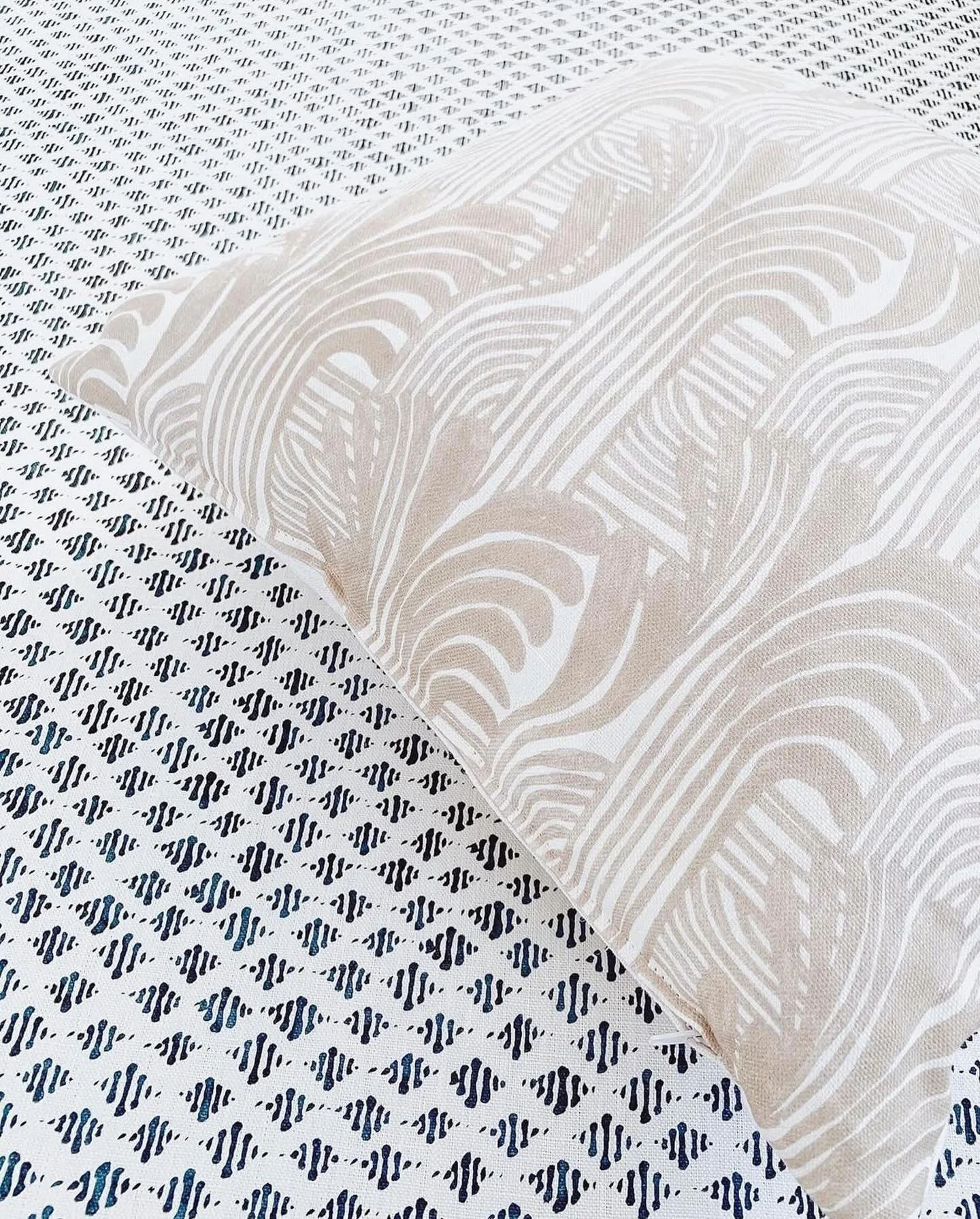 A quiet moment with our Palmera and Tulum patterns. Each one hand-painted and designed to add a subtle sense of artistry to your home.
