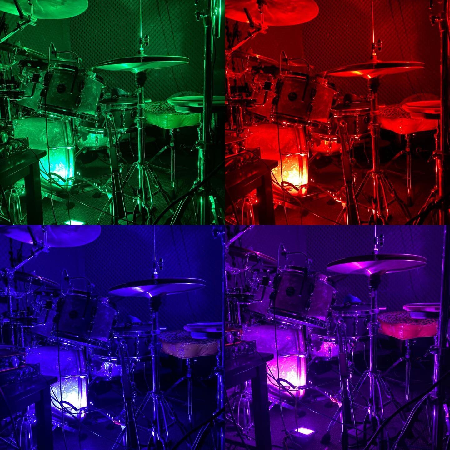 Out of control? Maybe.
.
Leveling up my lighting game.
.
#drums #drumlights #lights #colors #gretschdrums #dreamcymbals #green #red #blue #violet
