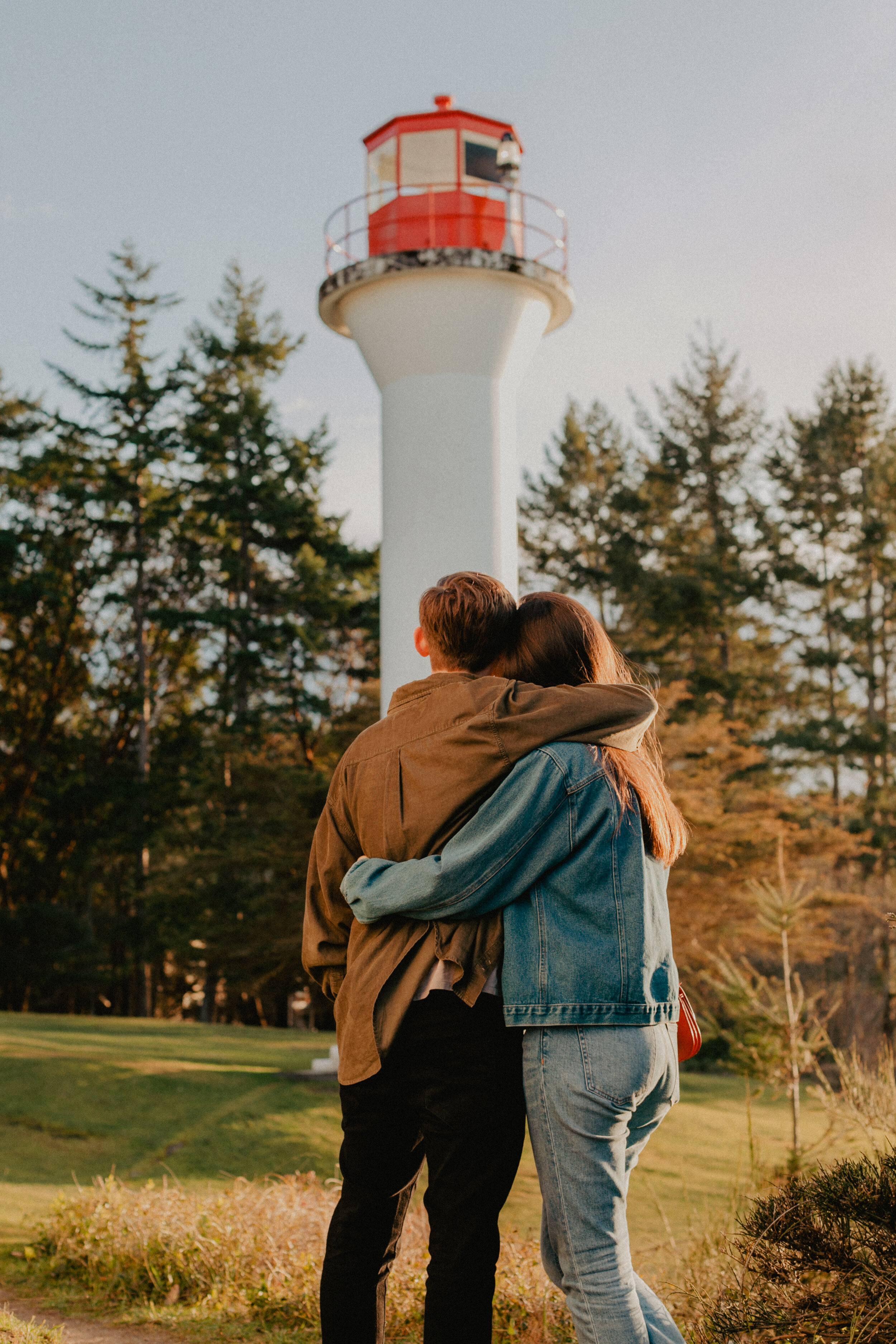 Couple at Georgina Point Lighthouse on Mayne Island