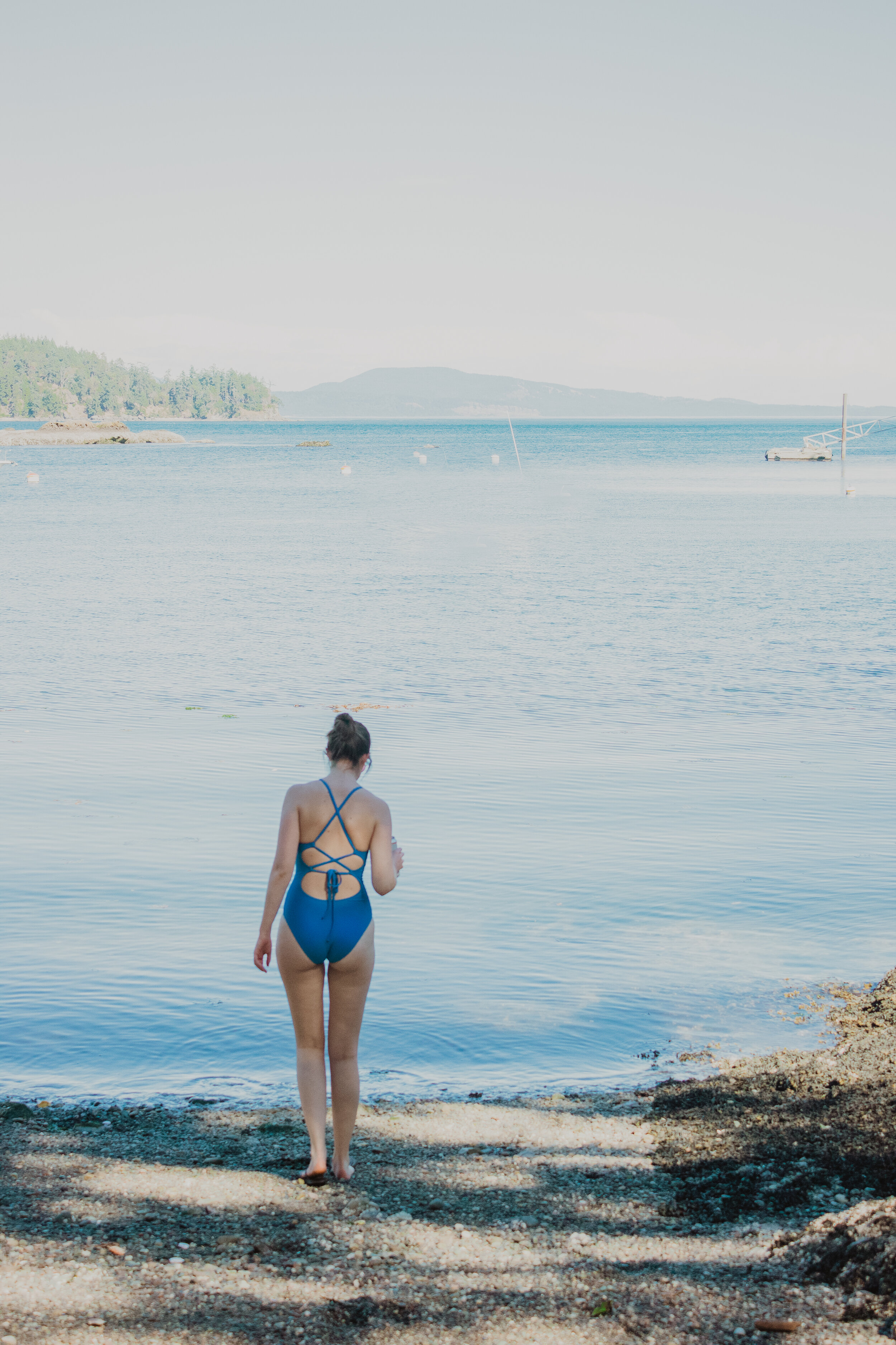 Person swimming in the ocean on Pender Island