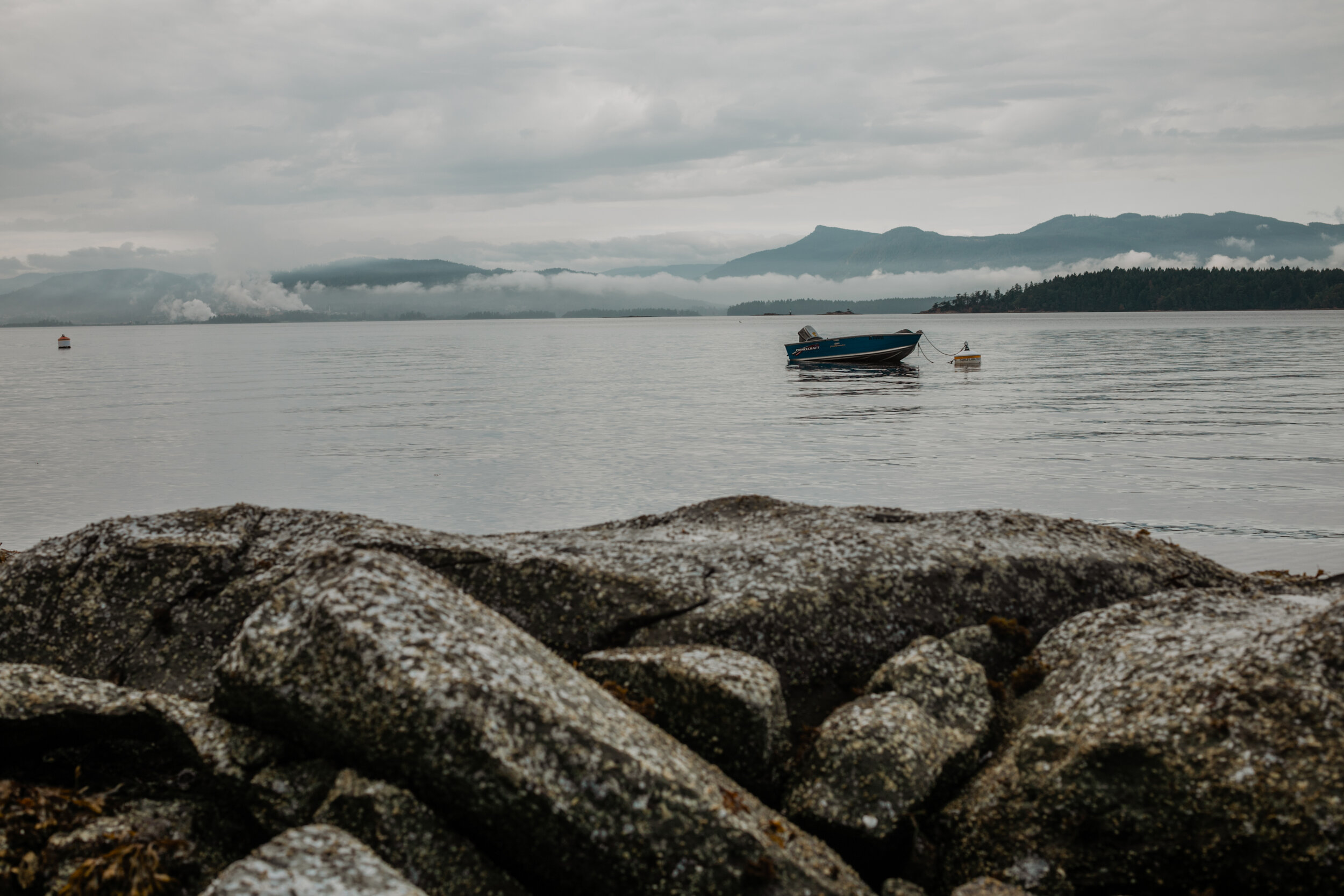 Boat on the water off of Salt Spring Island