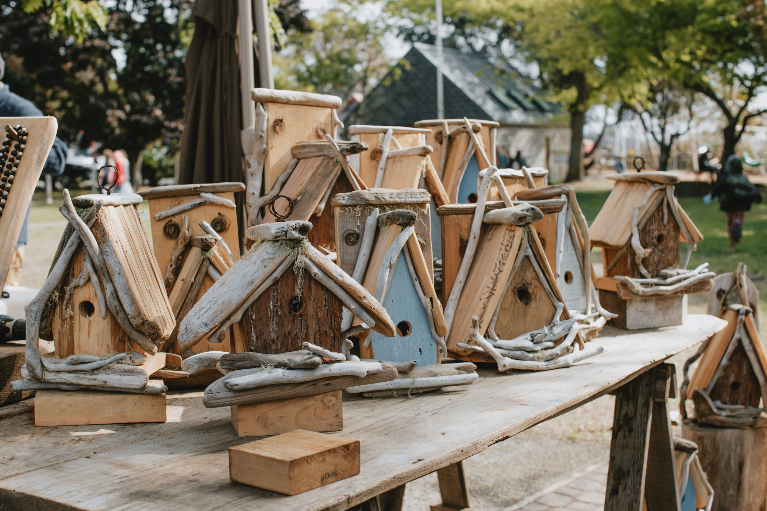 Bird houses for sale at Saturday Market on Salt Spring Island