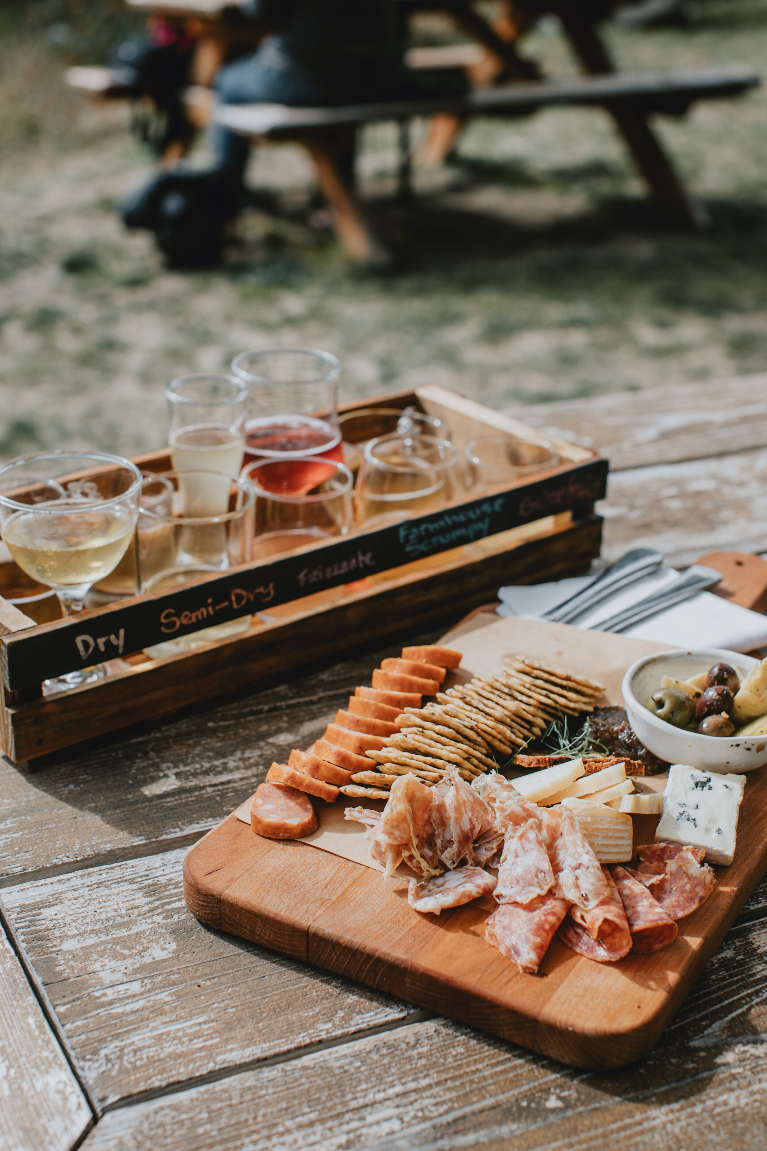 Charcuterie and cider flight on Salt Spring Island
