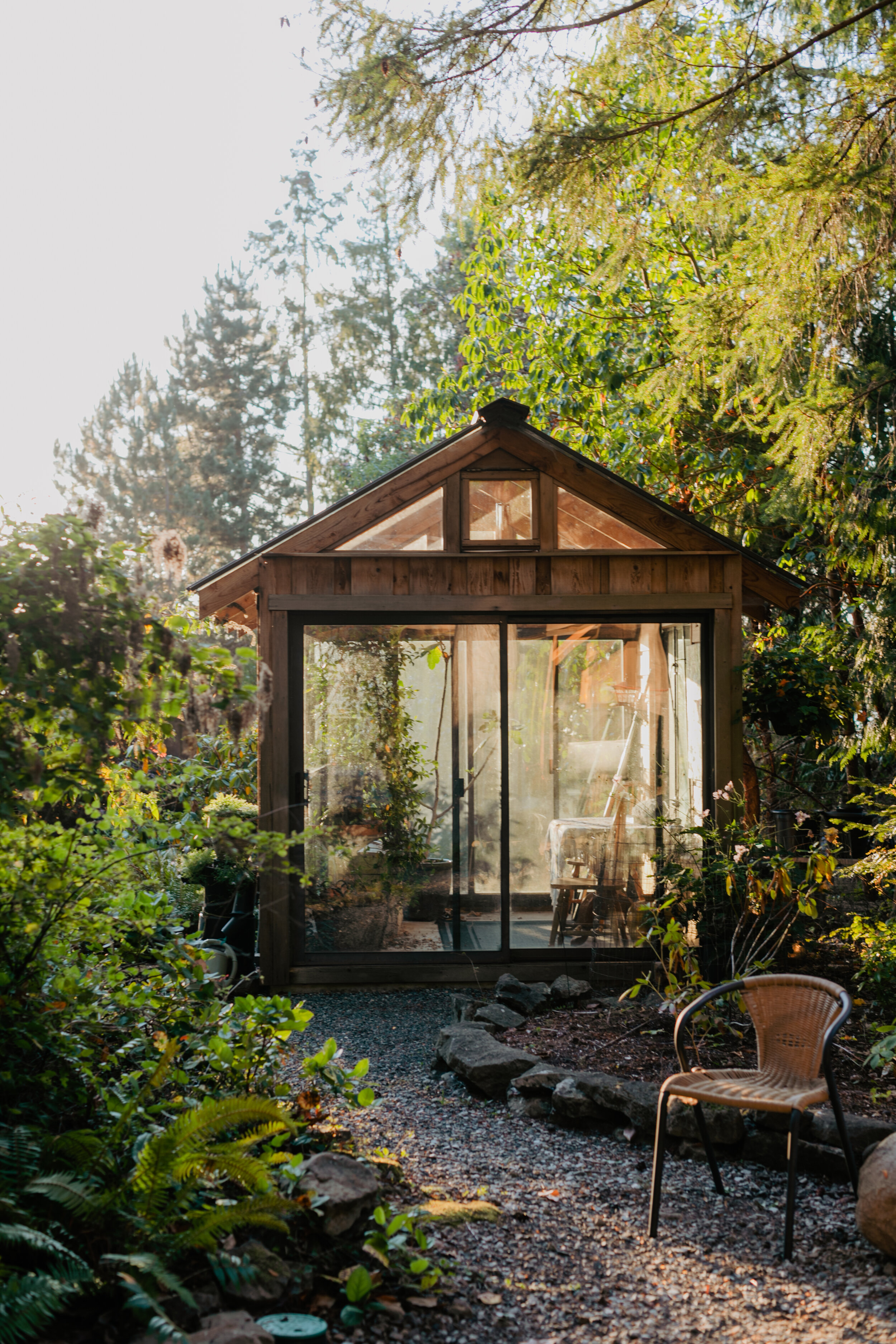 Greenhouse dining room at Soul Reflections Airbnb on Salt Spring Island