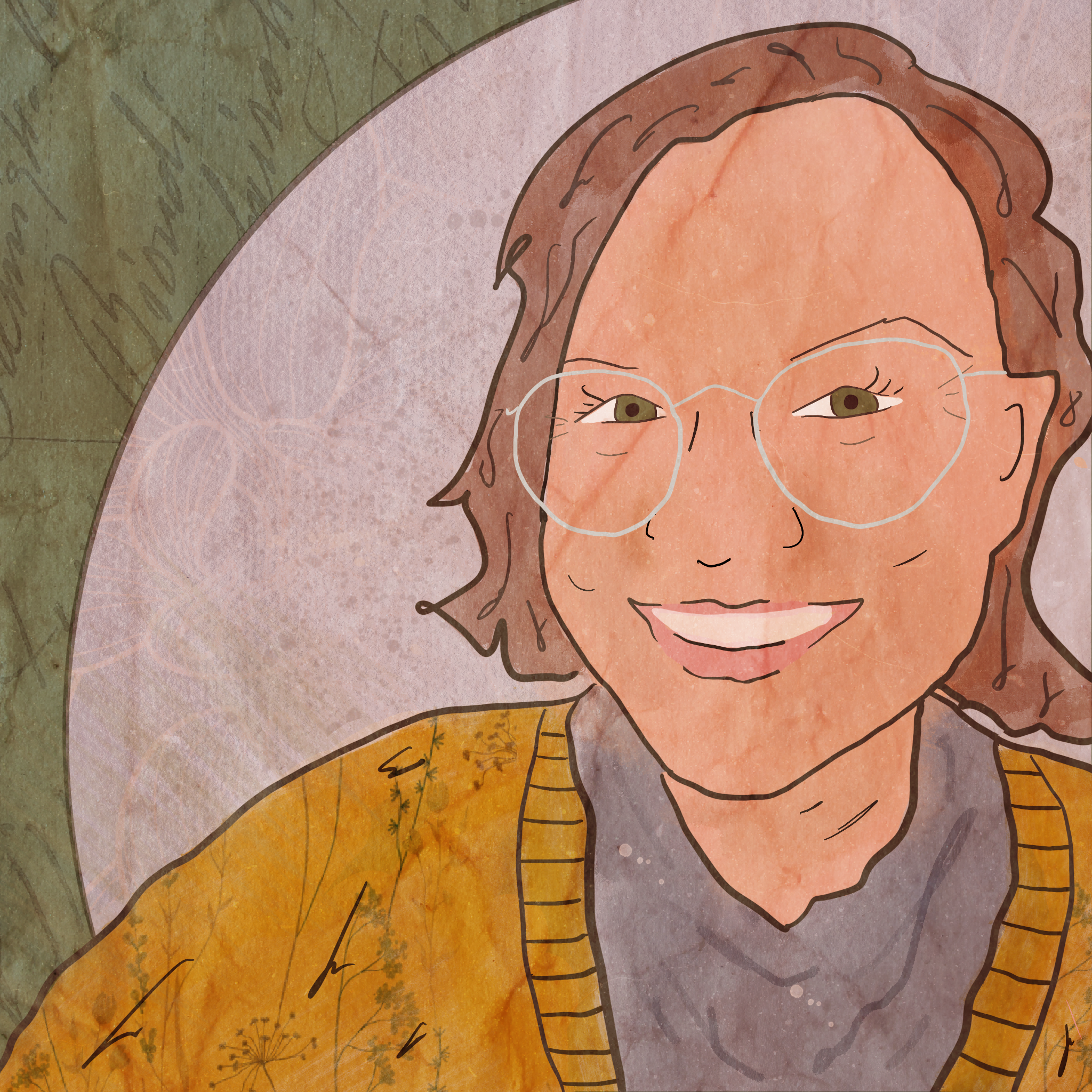 Illustrated self-portrait of Rebecca Aviva