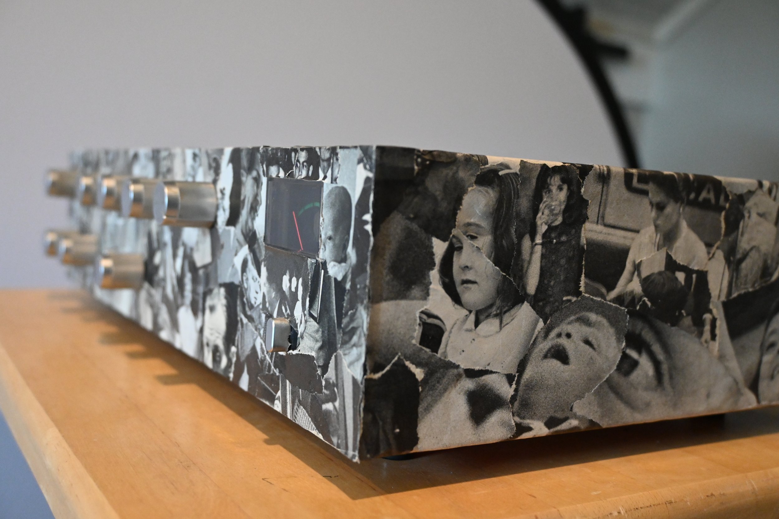 Collage sculpture of old radio