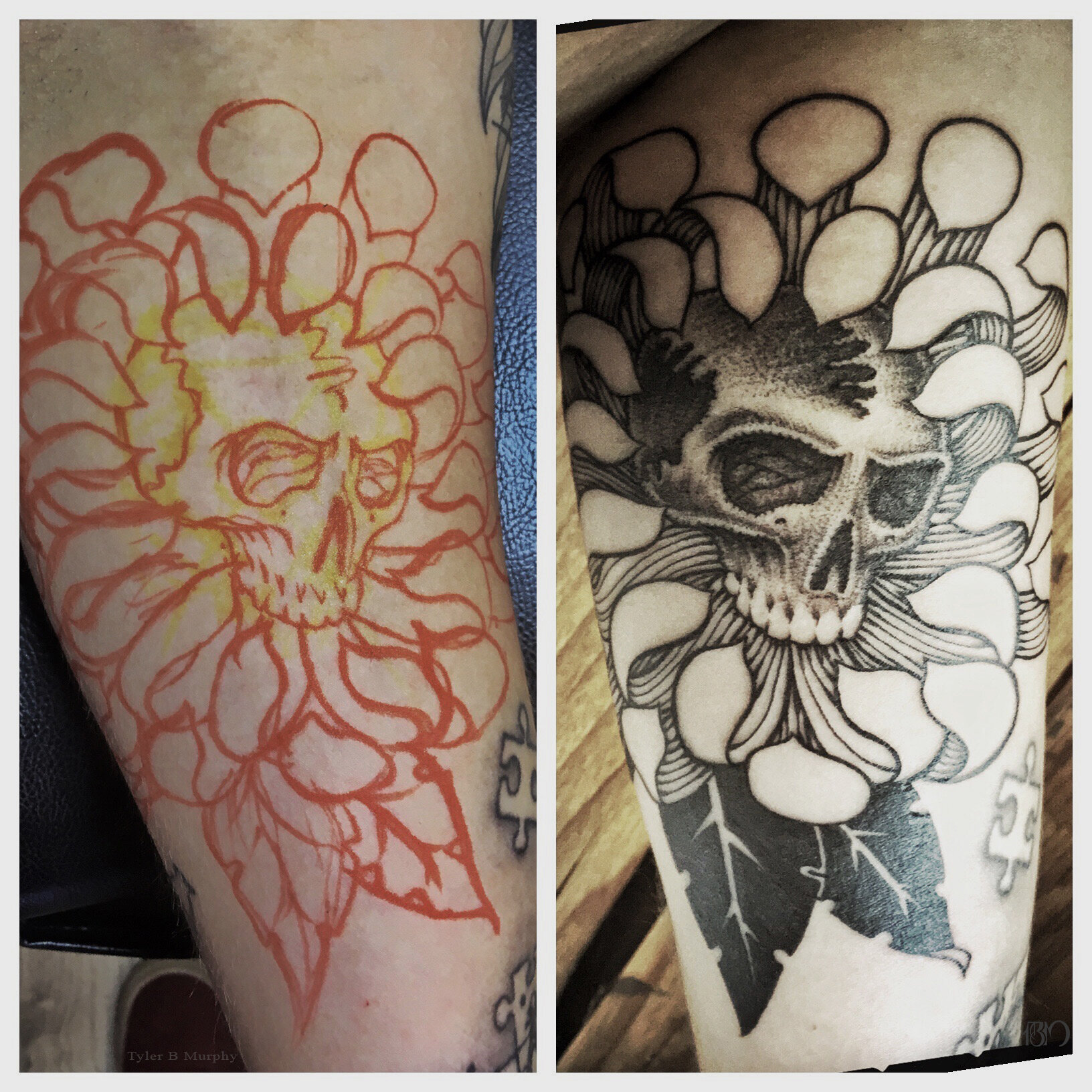 29 - Freehand Flower Skull tattoo Tyler B Murphy copy.jpg