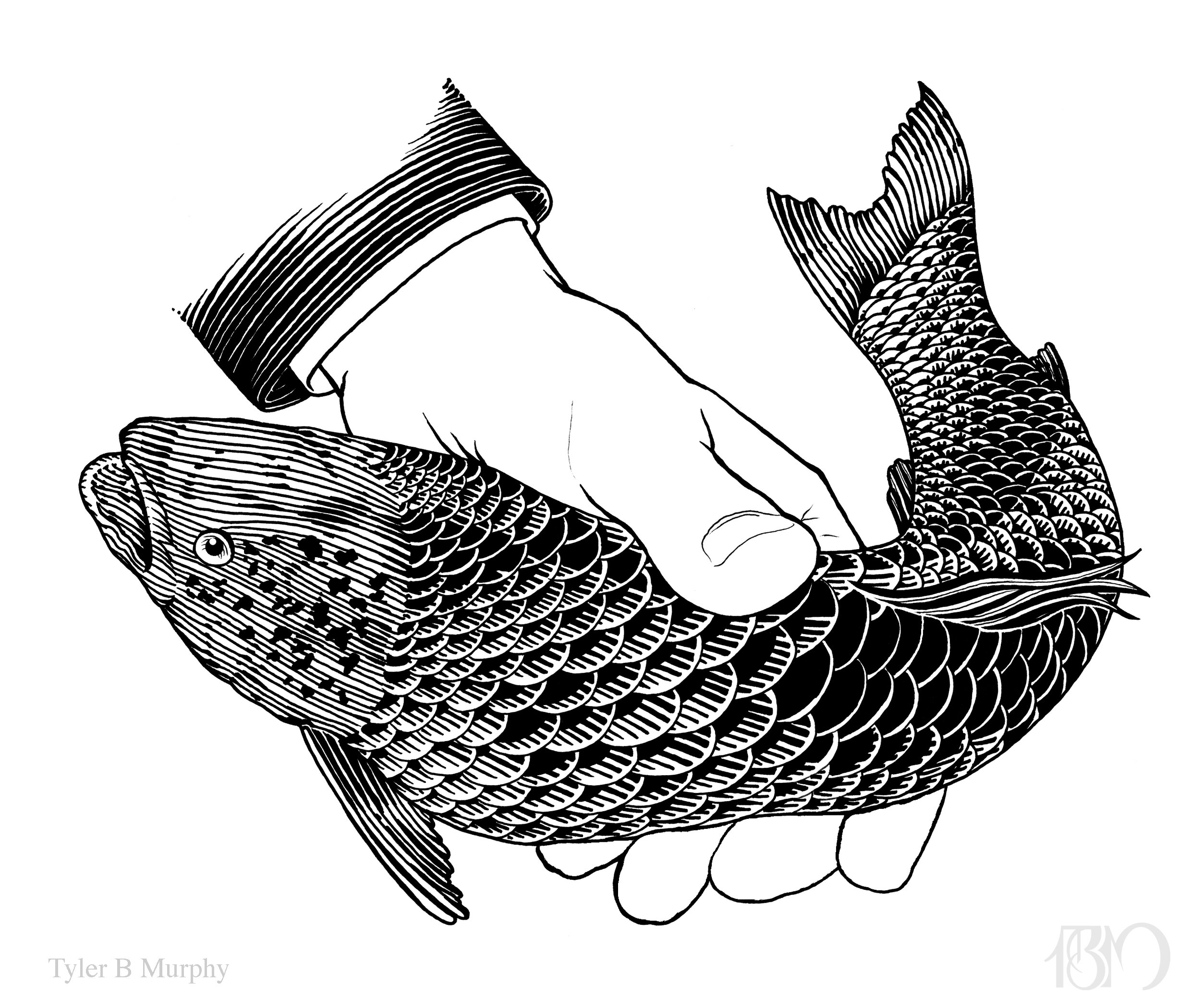 5 -Illustration of a man's hand holding a fish by Tyler B Murphy.jpg