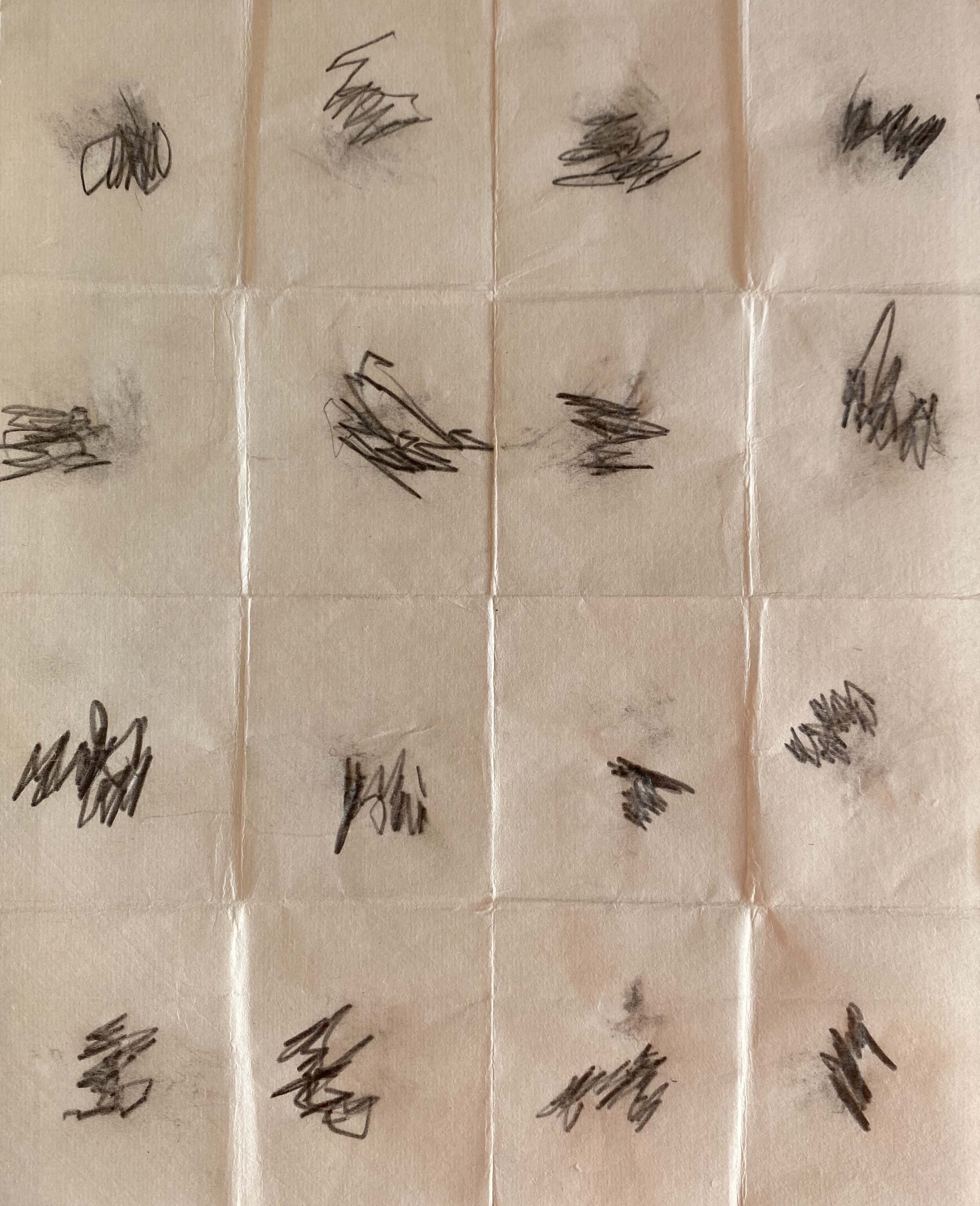 Transcription 1: Pocket Drawing, Graphite on rice paper, 40cm x 30cm