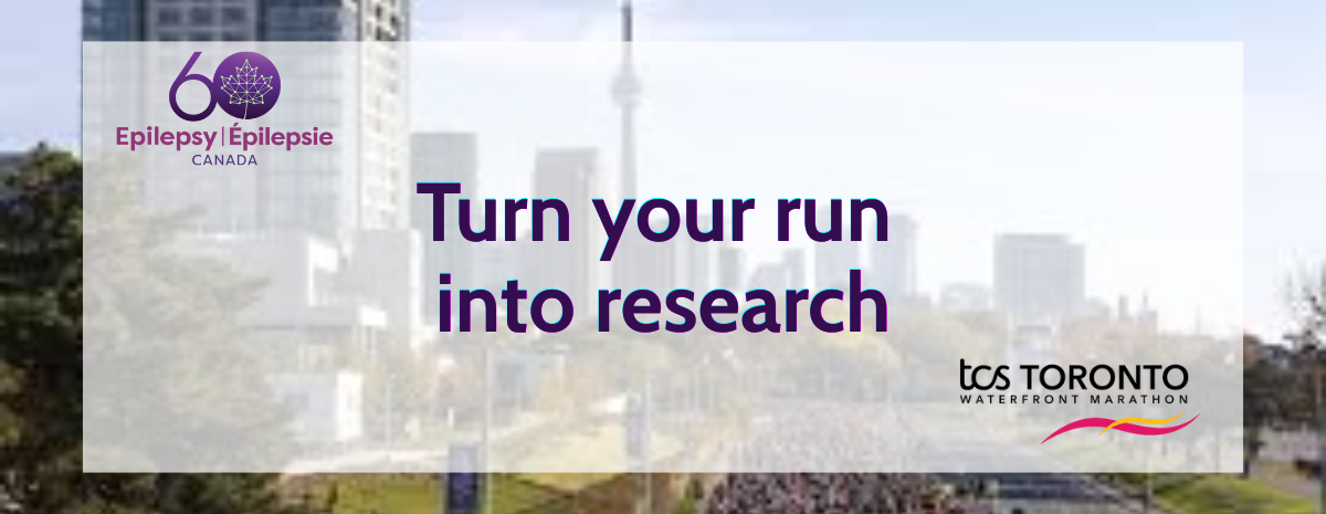 people running in the Toronto Waterfront Marathon. "Turn your run into research"
