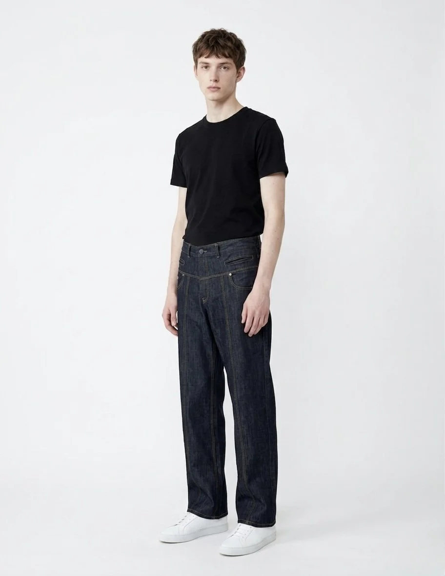 YOKE DETAIL DENIM PANTS