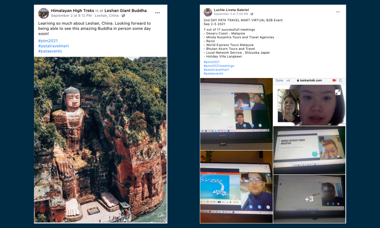 Social media posts from delegates of Virtual PATA Travel Mart 2021