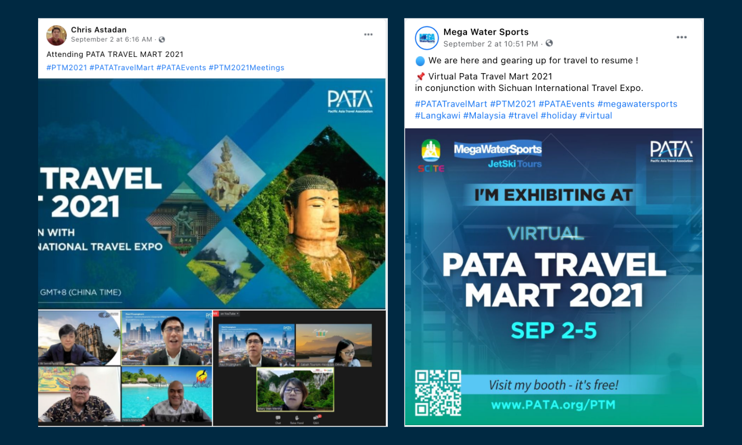 Social media posts from delegates of Virtual PATA Travel Mart 2021