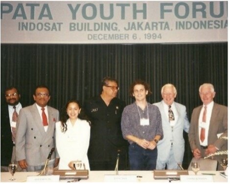  The PATA Youth Forum initiated by Mr Joop Ave in Indonesia 1994. In attendance were, among others, Bill Lane and his brother Mel Lane at extreme right.   Photo courtesy: Lakshman Ratnapala  