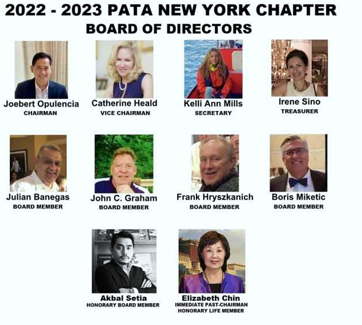 PATA New York Chapter Announcement of the 20222023 Board of Directors