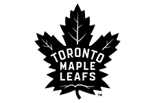 Toronto Maple Leafs hockey team logo featuring a blue maple leaf with the team name in white.