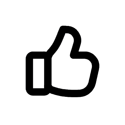 Black and white thumbs-up icon