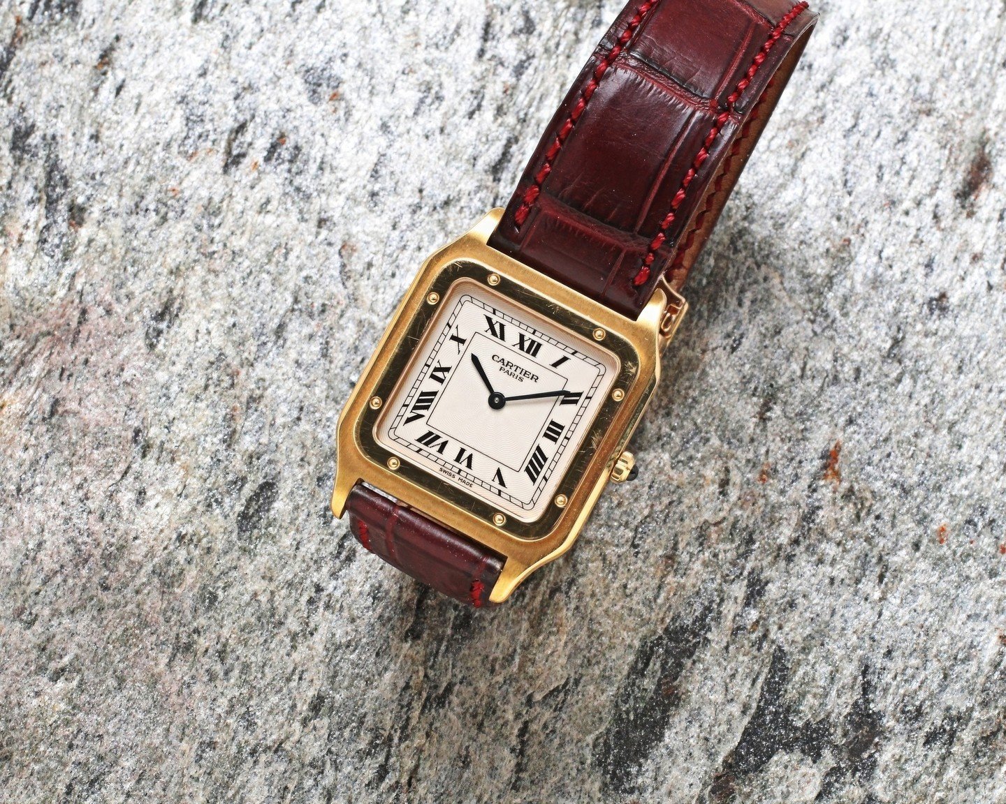 An excellent example of the Cartier Santos Dumont 1576B from the Collection Privee with its perfectly preserved proportions and distinctive aesthetic that transcends across all eras.