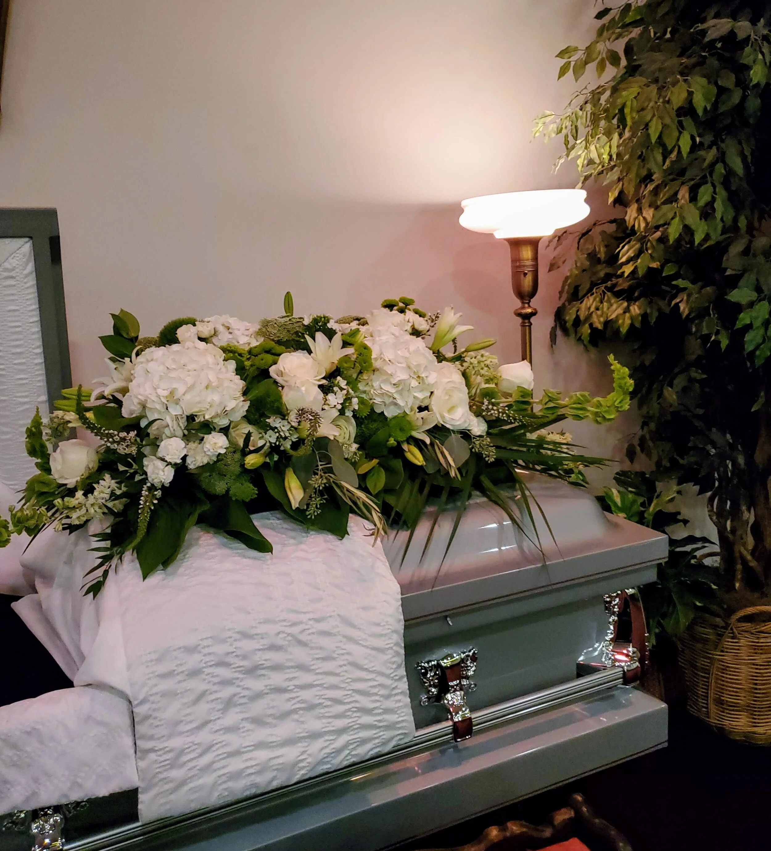White Casket Spray - $300 to $575 - Half sprays start at $200