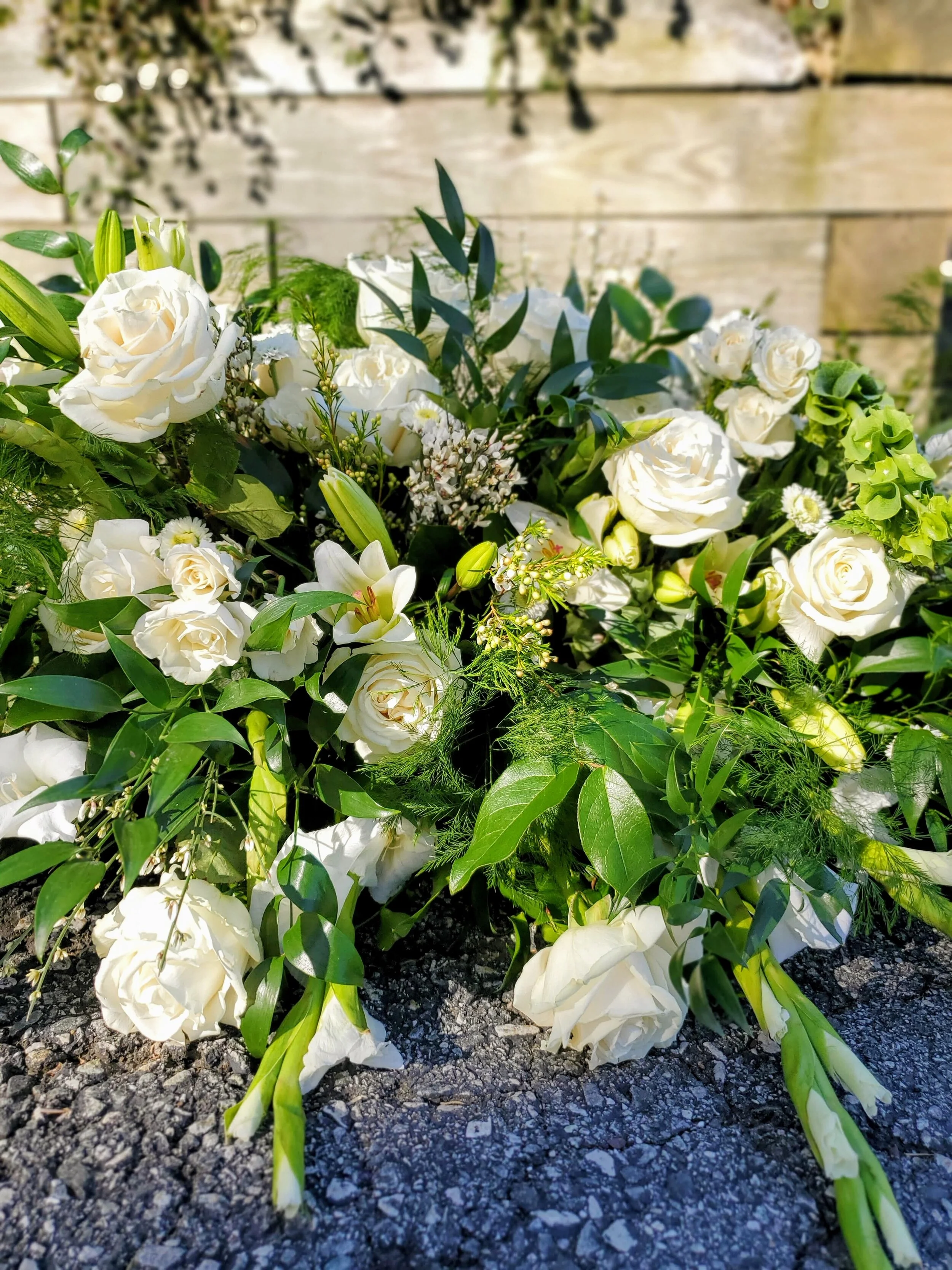 Lavish White Casket Spray - $300 to $575 - Half sprays start at $200