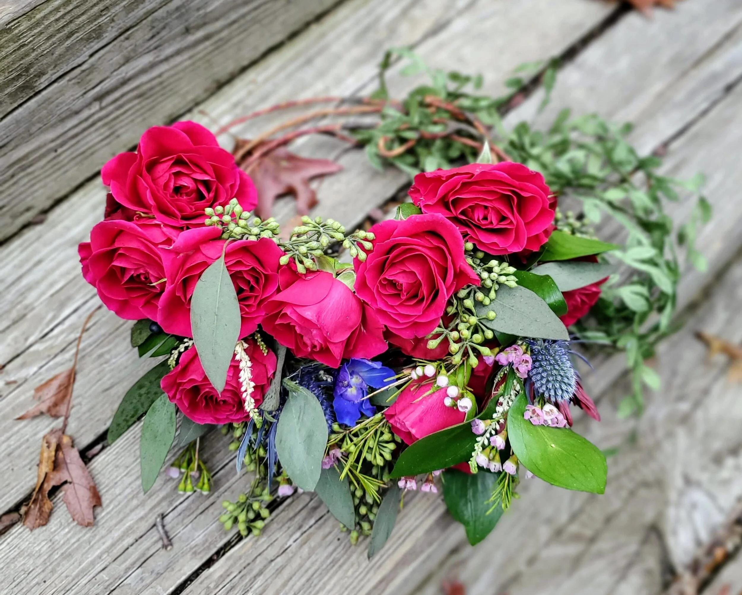 Beautiful pink spray rose flower crown - dries well. Starts at $70