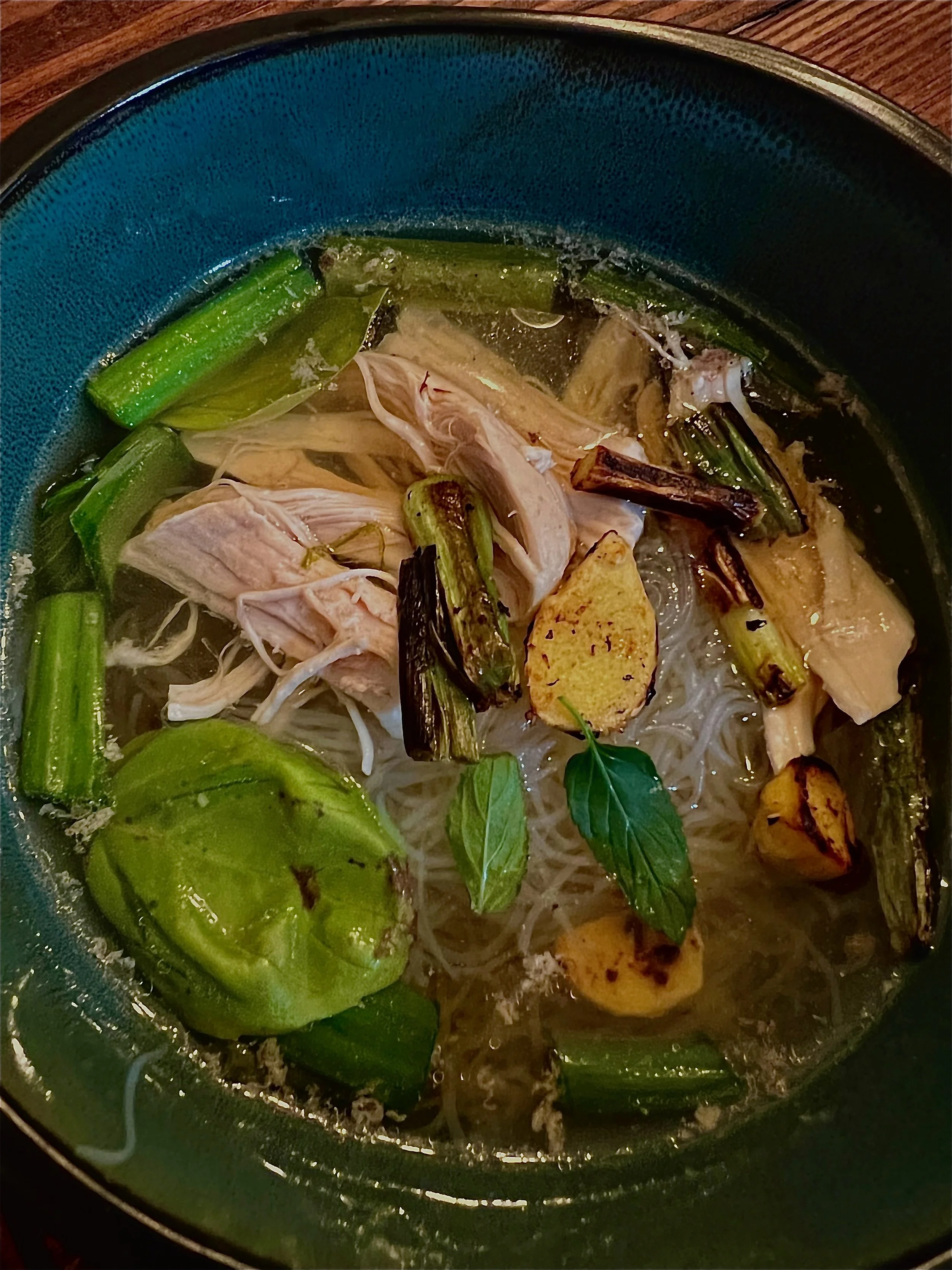 Rice Noodle Chicken Soup with Ginger — Pimentos and Peonies