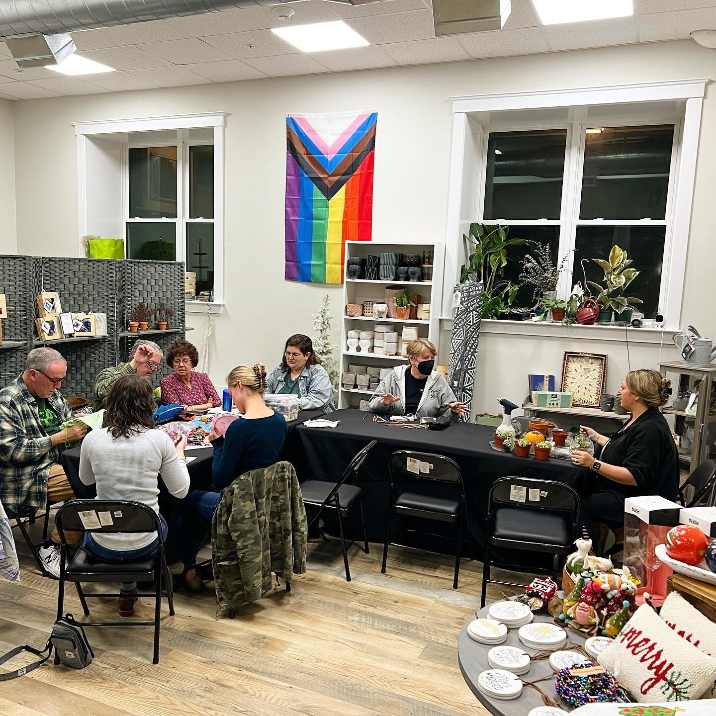 Last night I hosted a little queer craft night at @bh.homegardengifts with @weymouthprideproject. It was such a lovely group of humans in THE CUTEST most delightfully curated shop ever. (Go there). I taught some folks how to embroider. We had cross s