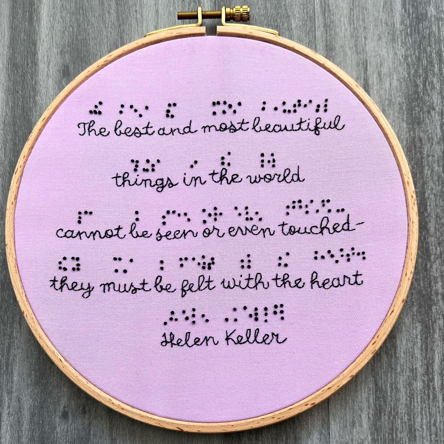 2022 Braille Challenge Finals-

I had the pleasure of collaborating with one of the winners of the 2022 Braille Challenge Finals on this stitch &ndash; the prize for her win. Janna selected the quote and colors. The braille was made using French knot