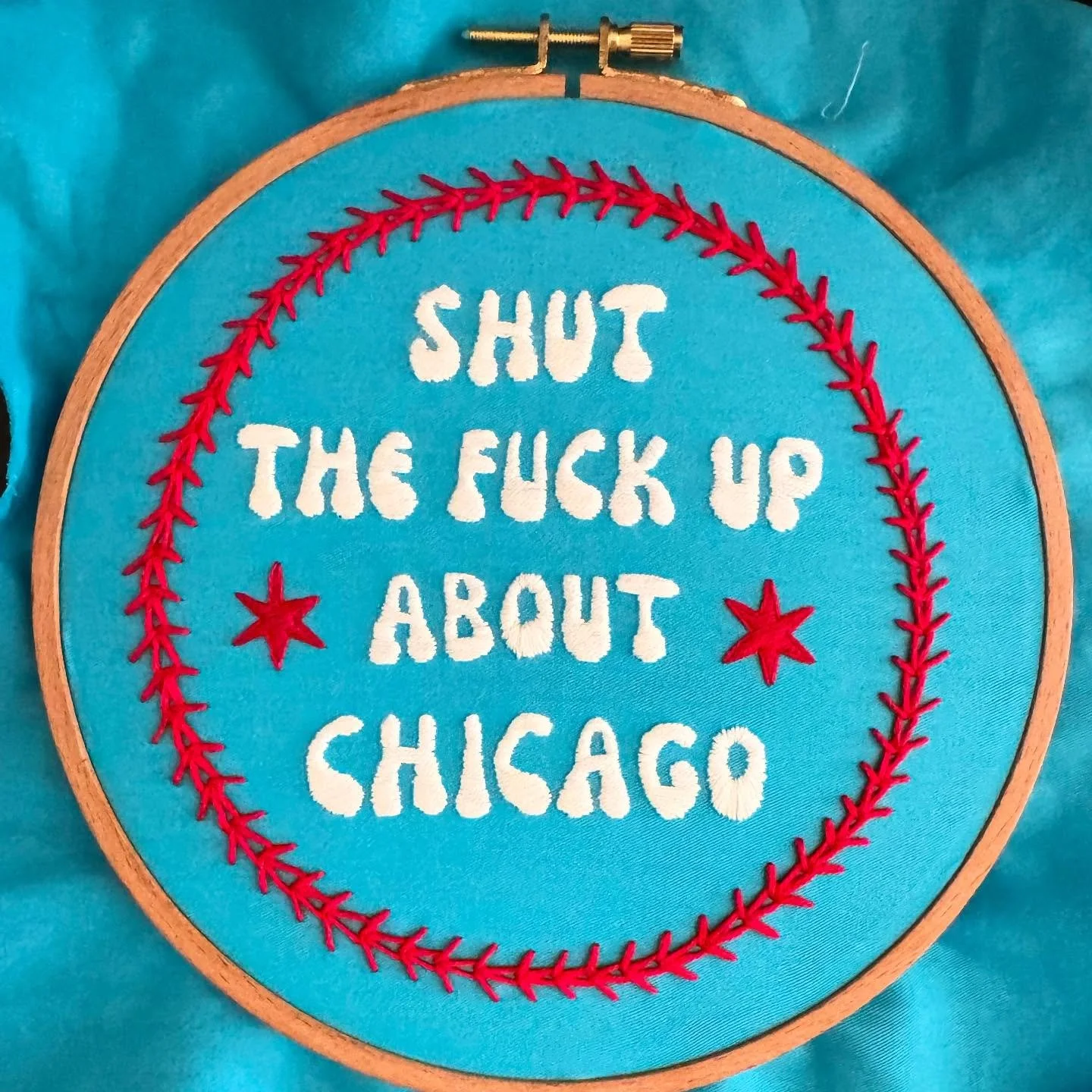 Seriously. STFU. We fine. 
#FuckTrump #embroidery #craftivism #sweethomechicago #chicagoartist #mycity