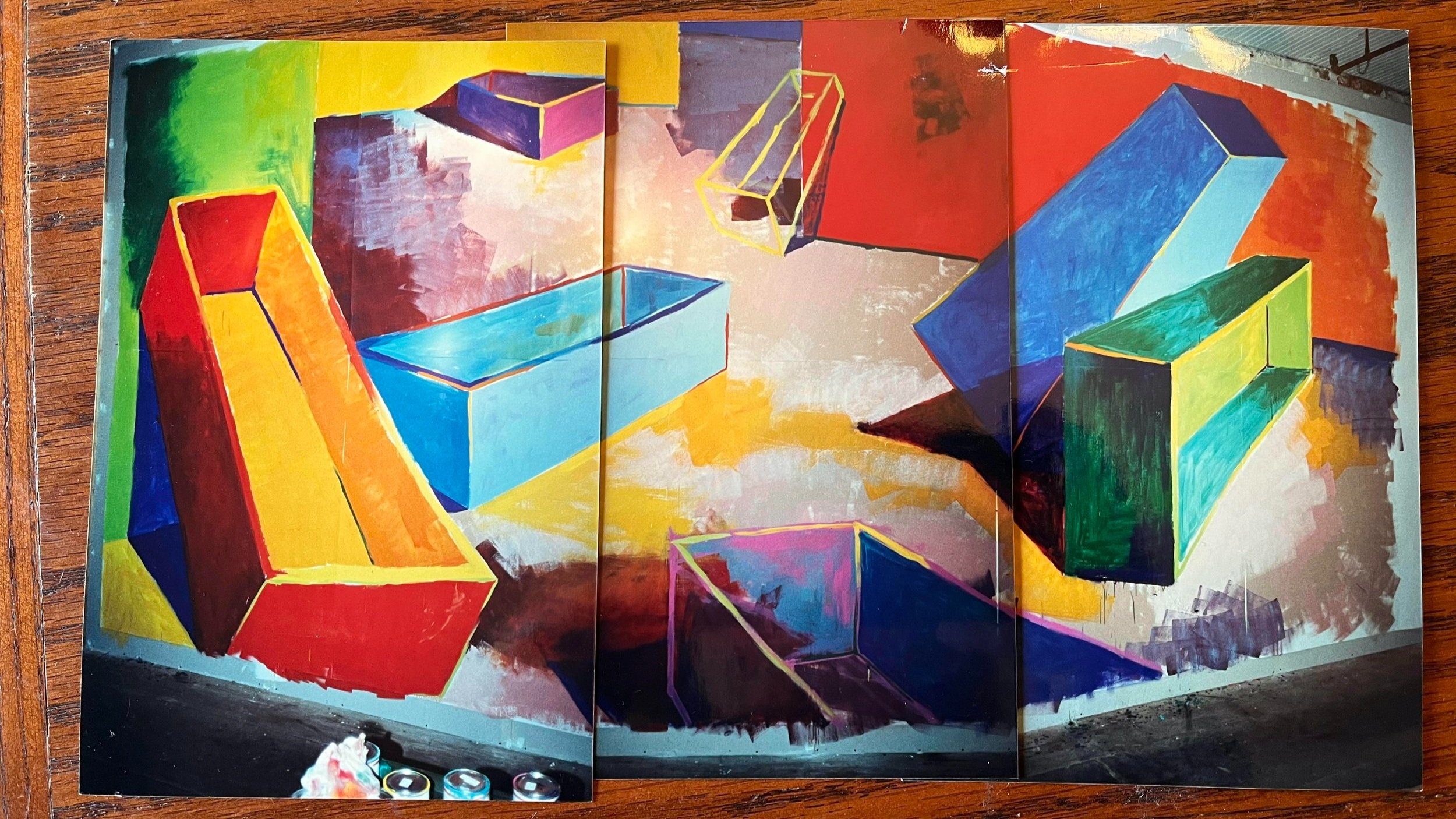 Multiple photos pieced together to show the entire painting