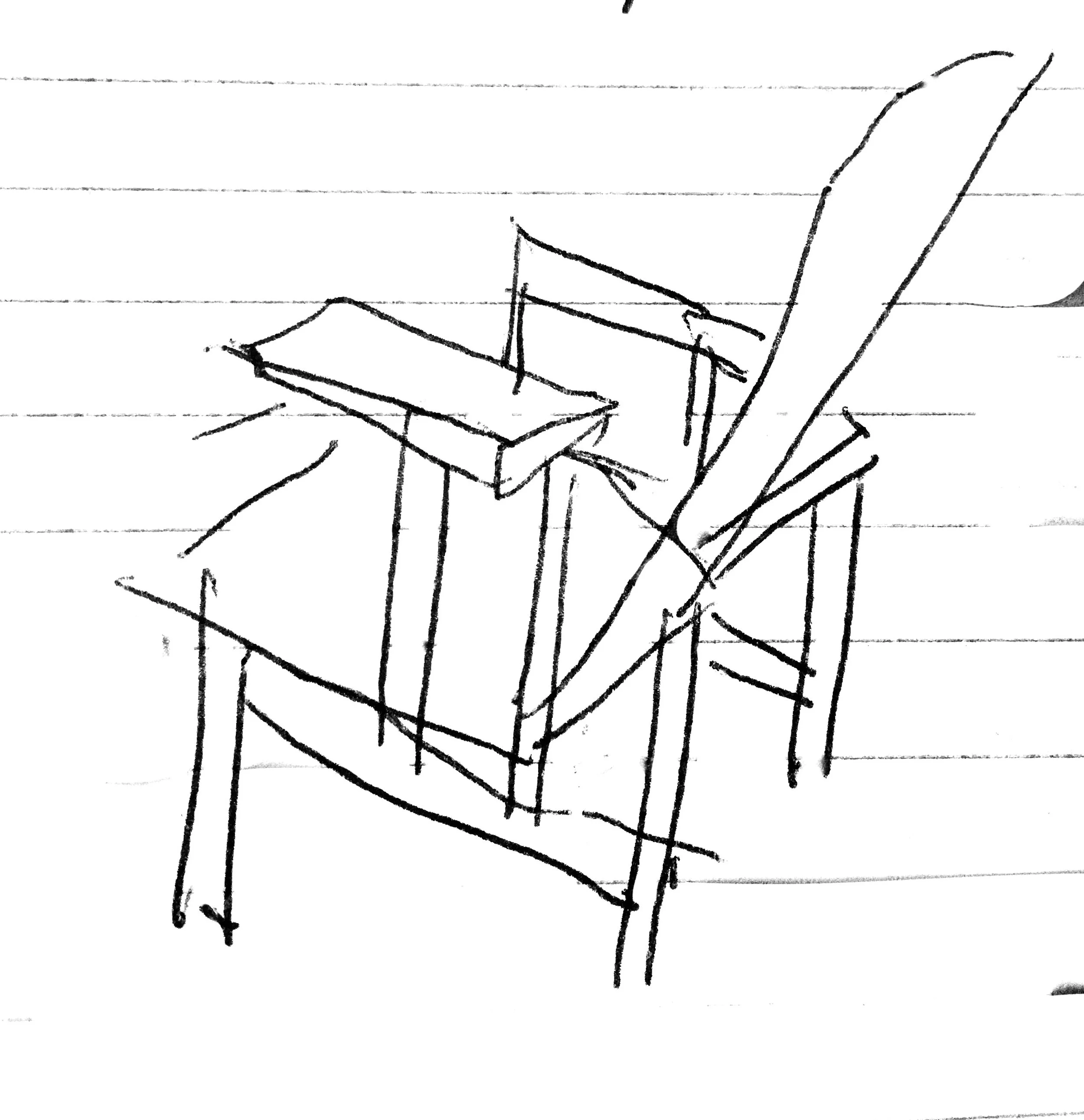 Rietveld Chair, designed by Dutch architect and designer Gerrit Rietveld (1917) in unstained beech wood. Later, when he redesigned the chair for the Schröder House in Utrecht in 1923, he painted it black with blue, red, and yellow accents. JCL
