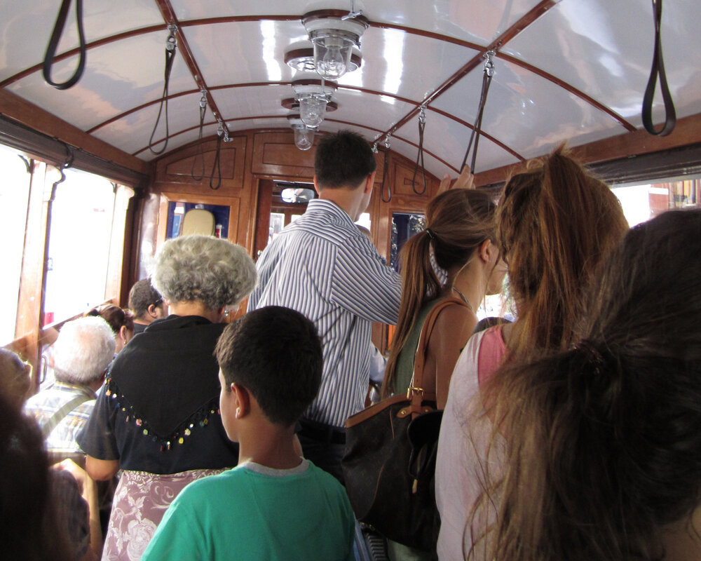 SIGHTS - Inside one of the old wooden trams