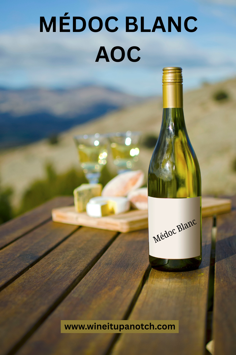 Bottle of white wine labelled Medoc Blanc