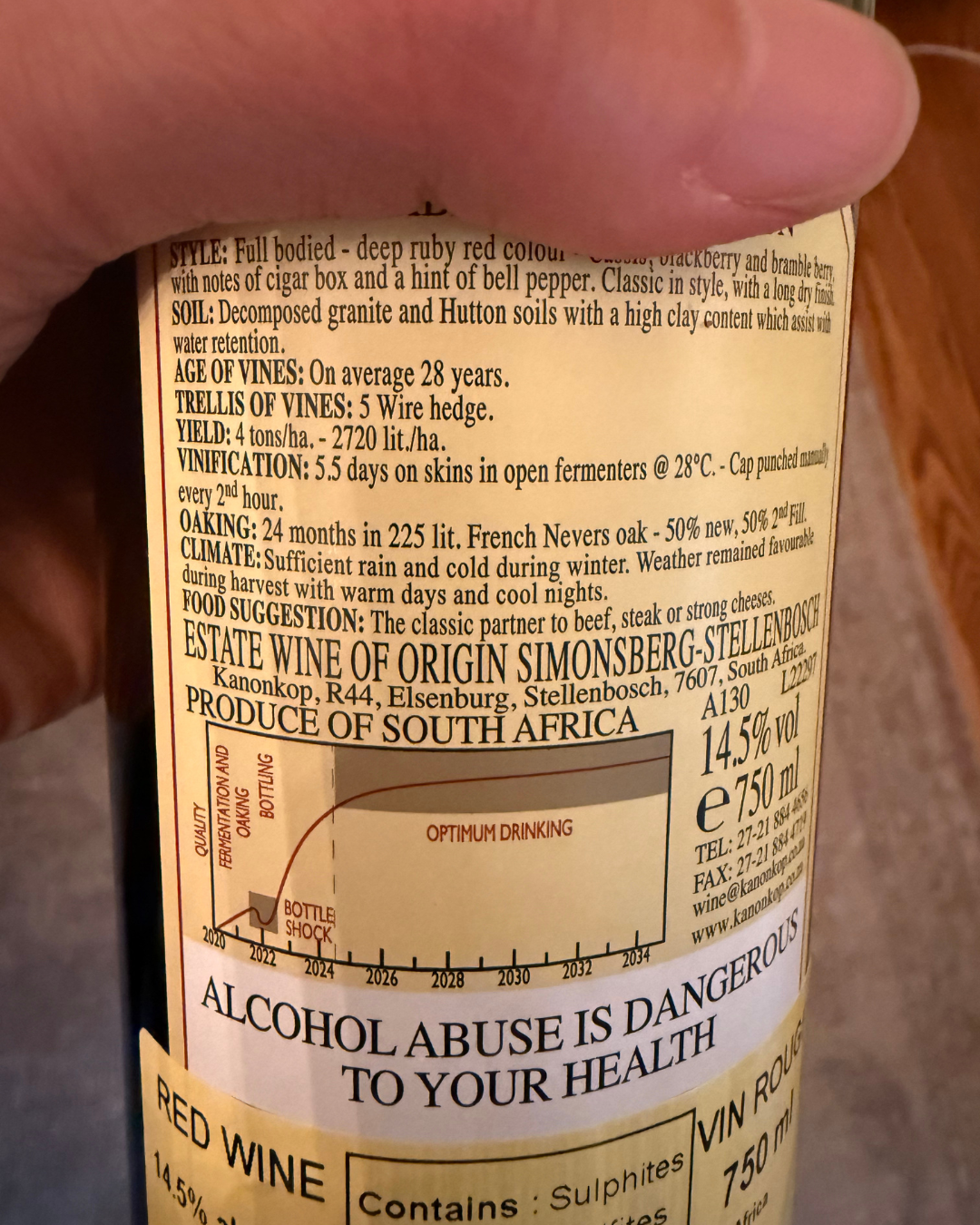 Wine back label 1