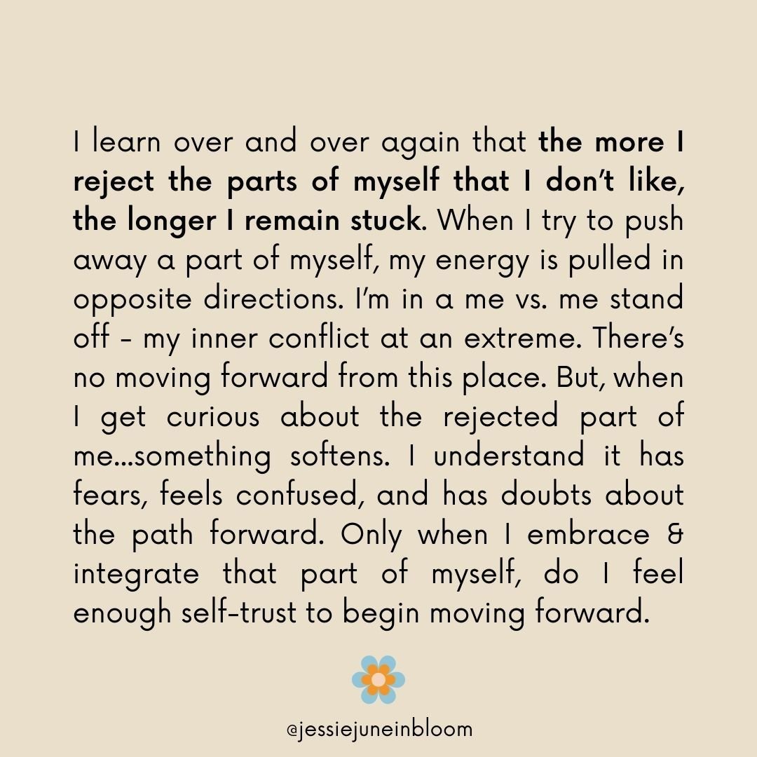 Where are you having trouble moving forward?

There's a part of you that knows this is your path and feels excited about all the possibilities. 

And there's a part of you that's afraid to move forward. That doesn't want to be visible. That doesn't b