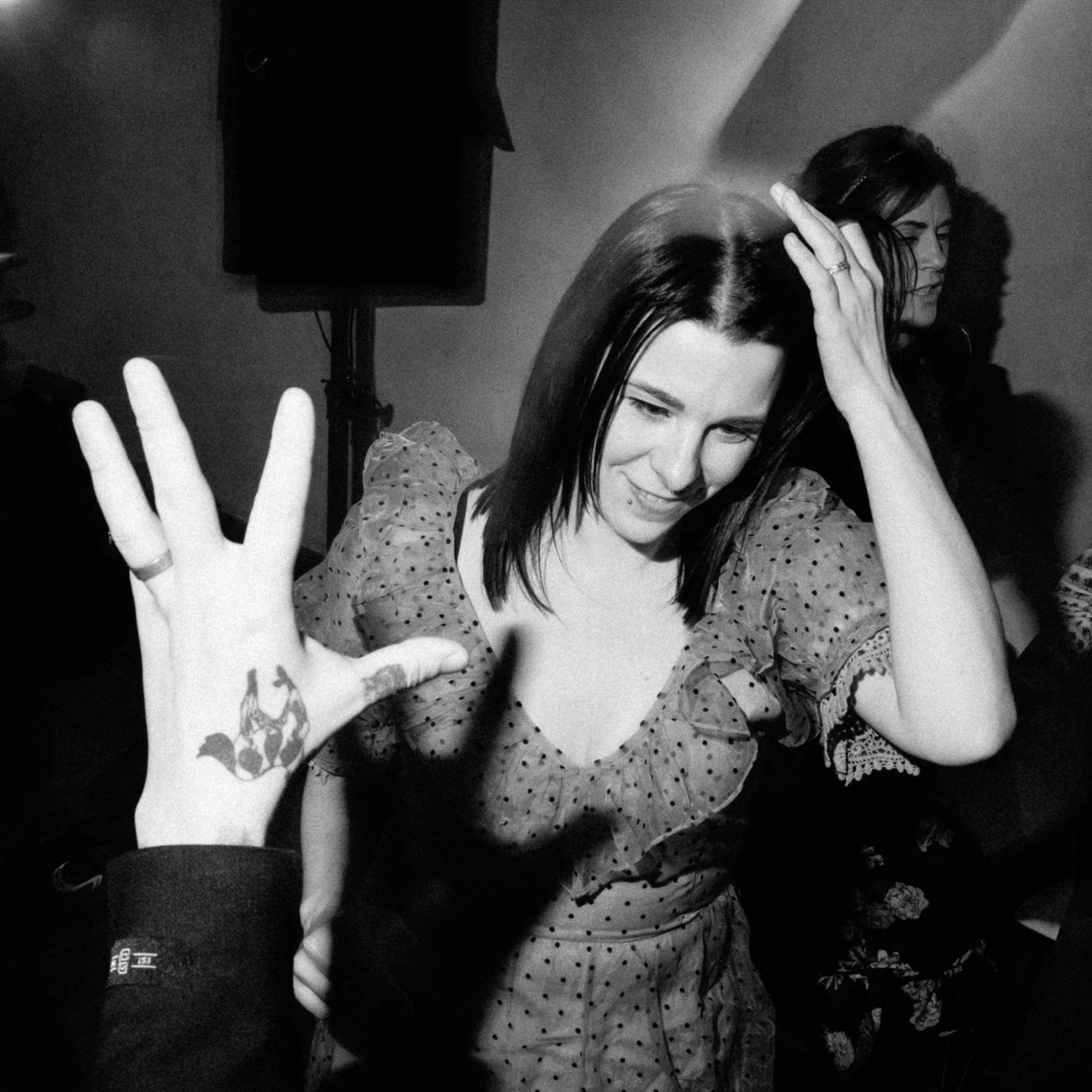 Wedding guests dance at The Great Barn, Exeter, Devon.