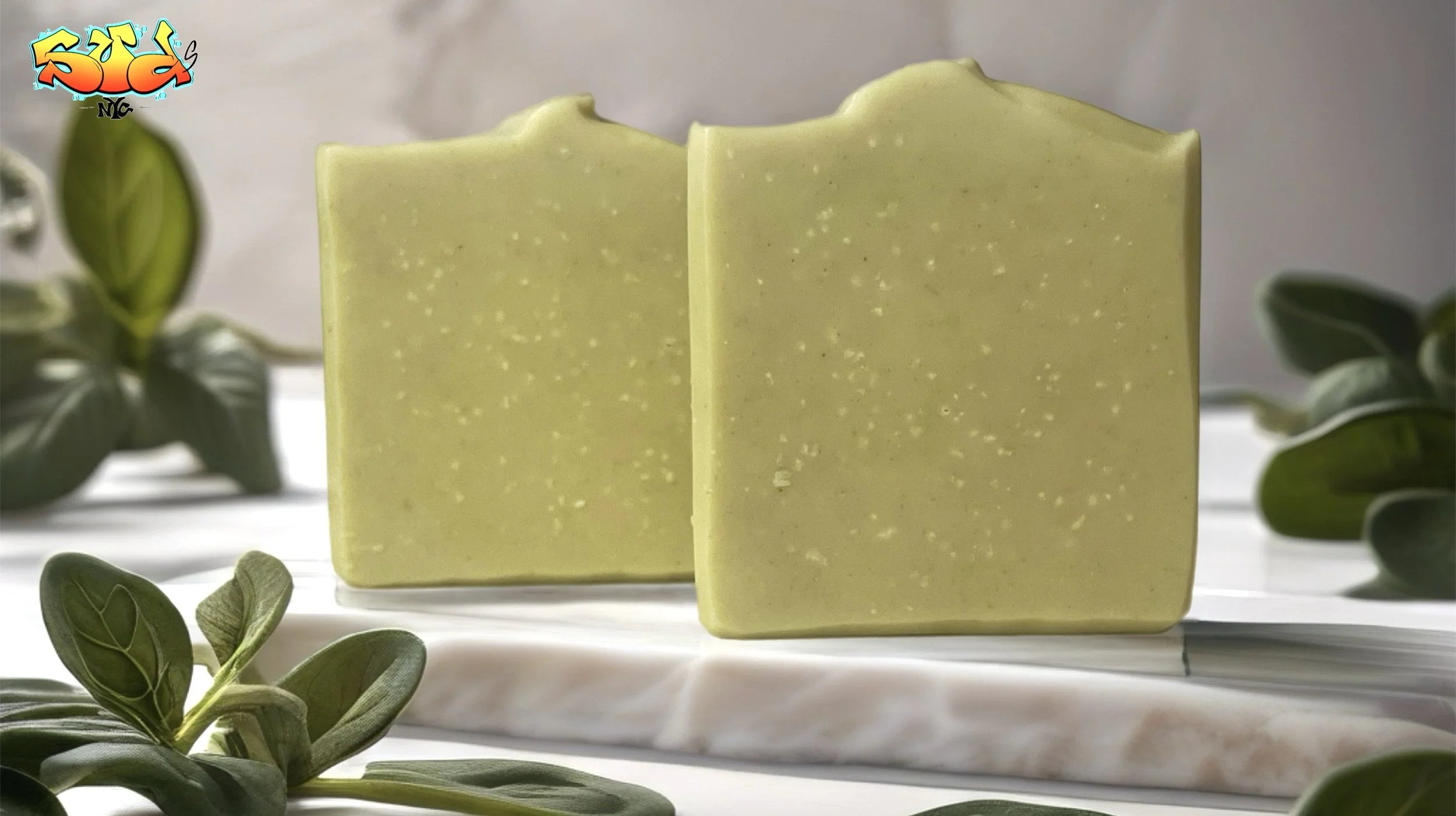 Verdant Rush spinach soap with peppermint and tea tree.