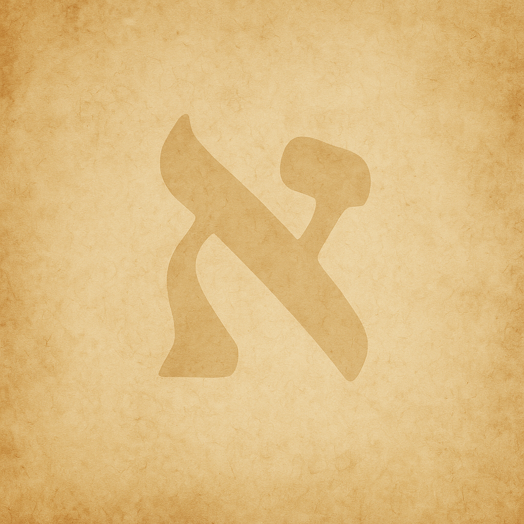 A silhouette of a Jewish letter Aleph in parchments paper, the first of the alphebet which has the expand consideration of the beginning.
