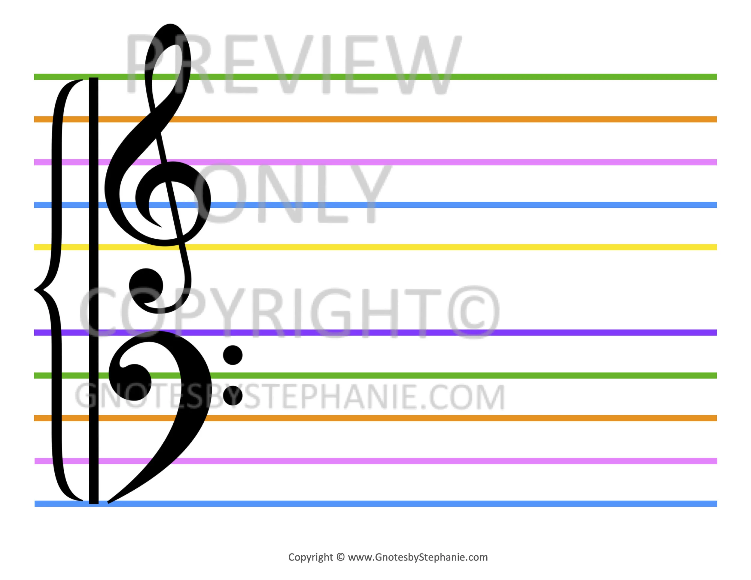 20 Giant Printable Music Staves (all 7 clefs) in B+W and color — Gnotes ...