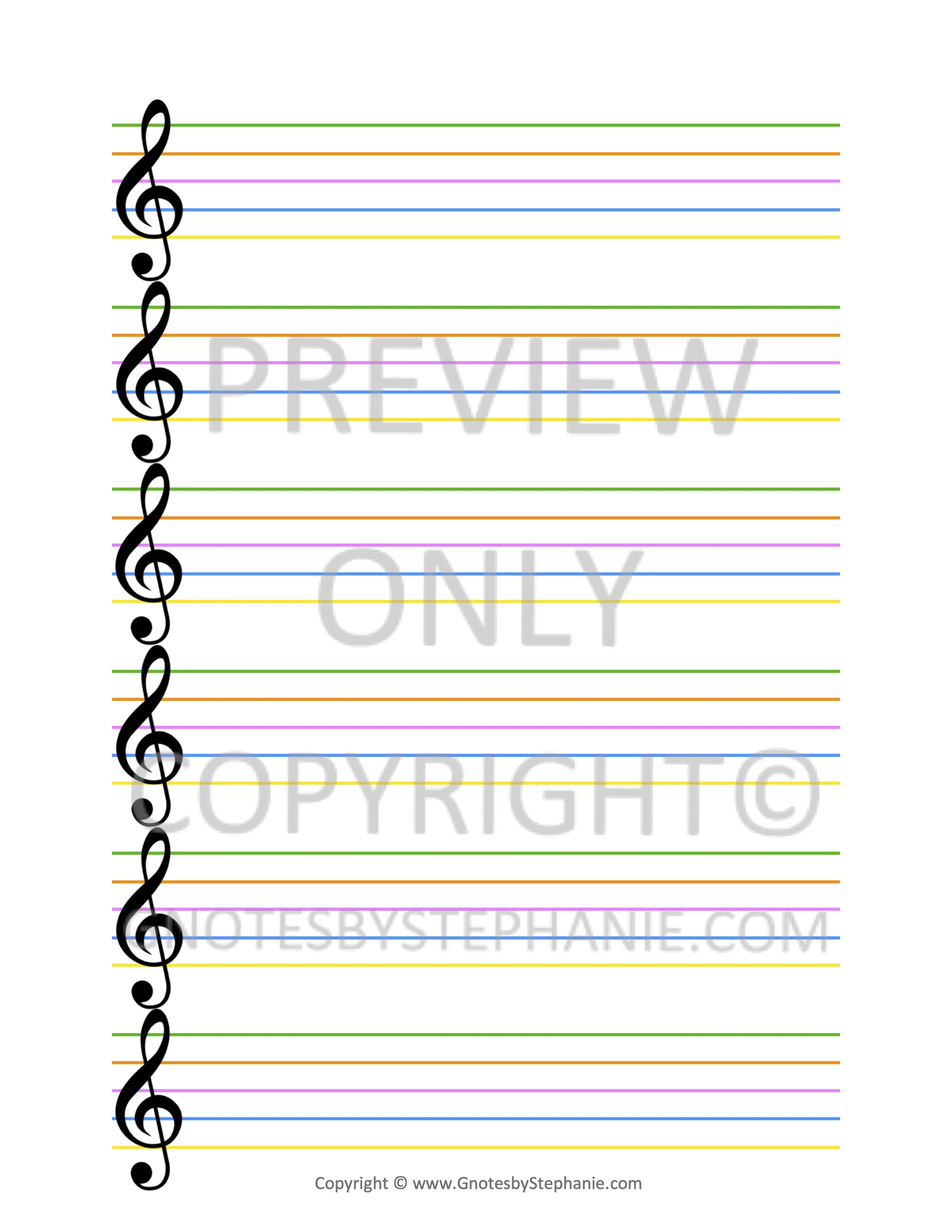 20 pgs. Medium sized staff paper (treble, alto, bass, grand) in B+W and ...