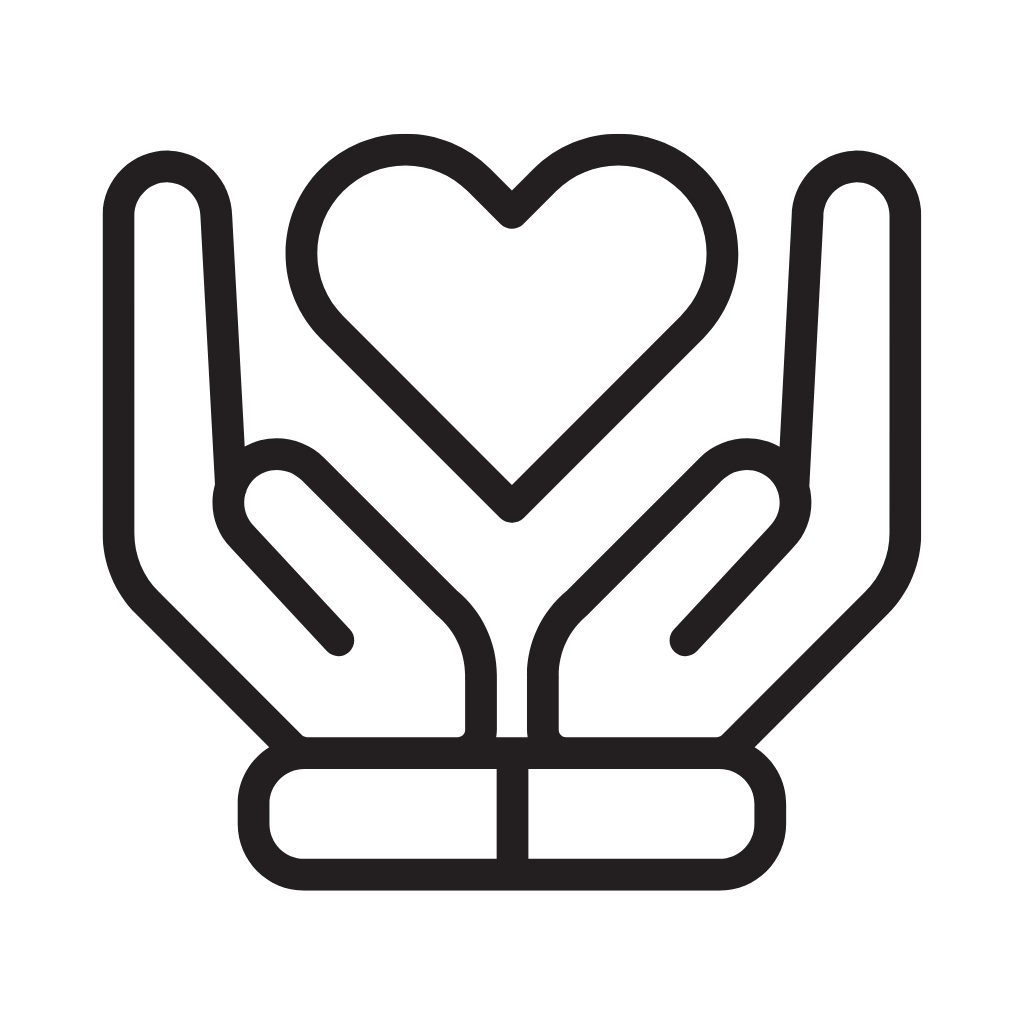 Icon of hands holding a heart