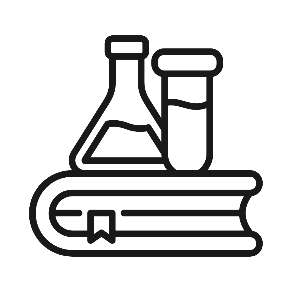 Icon of a beaker and test tube on a textbook
