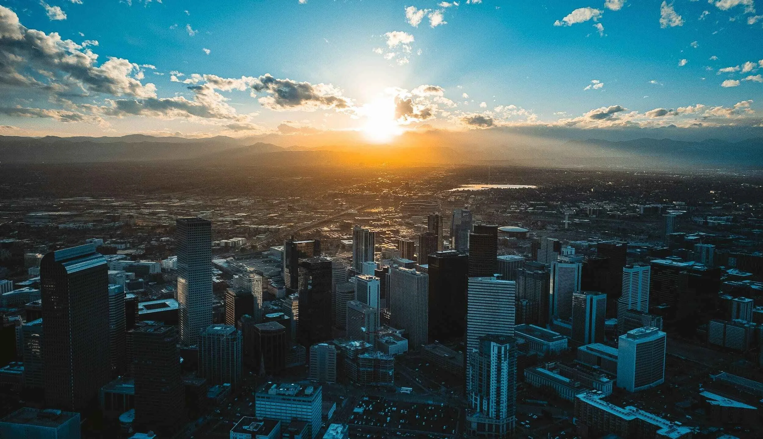 Denver and Front Range Skyline at Sunset