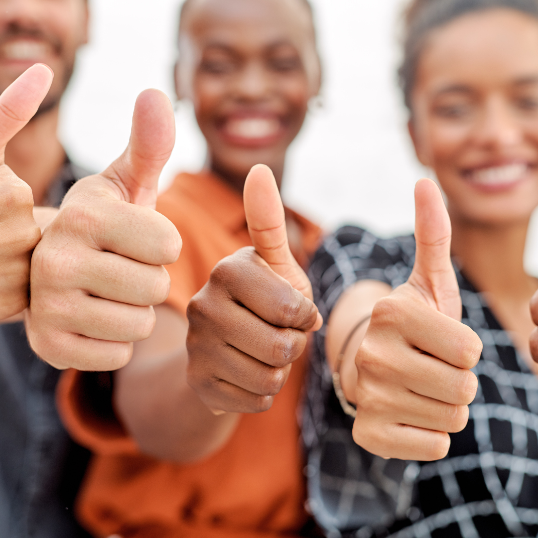 Four Tumbs giving the thumbs up sign for feeling good
