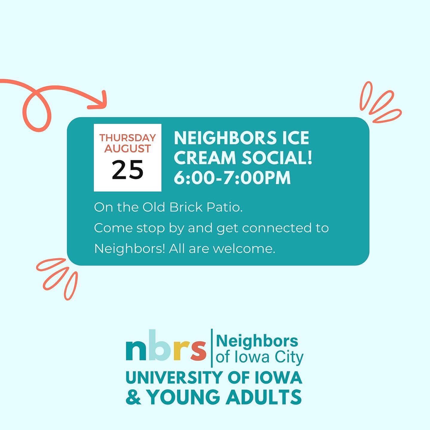 Tonight come stop by our Neighbors College ice cream social to kick off the fall! 6-7pm on the Old Brick patio @ 26 E Market St.

Share and spread the word!

#Neighbors #IowaCity #UIOWA #Kirkwood #LoveYourNeighbor