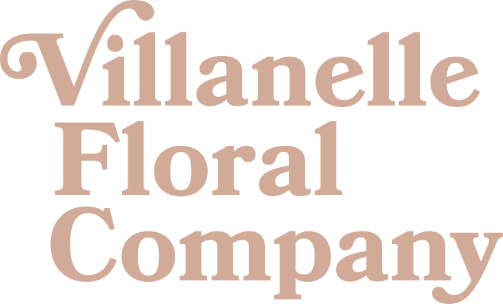 Villanelle Floral Company brand wordmark logo in dusty pink.