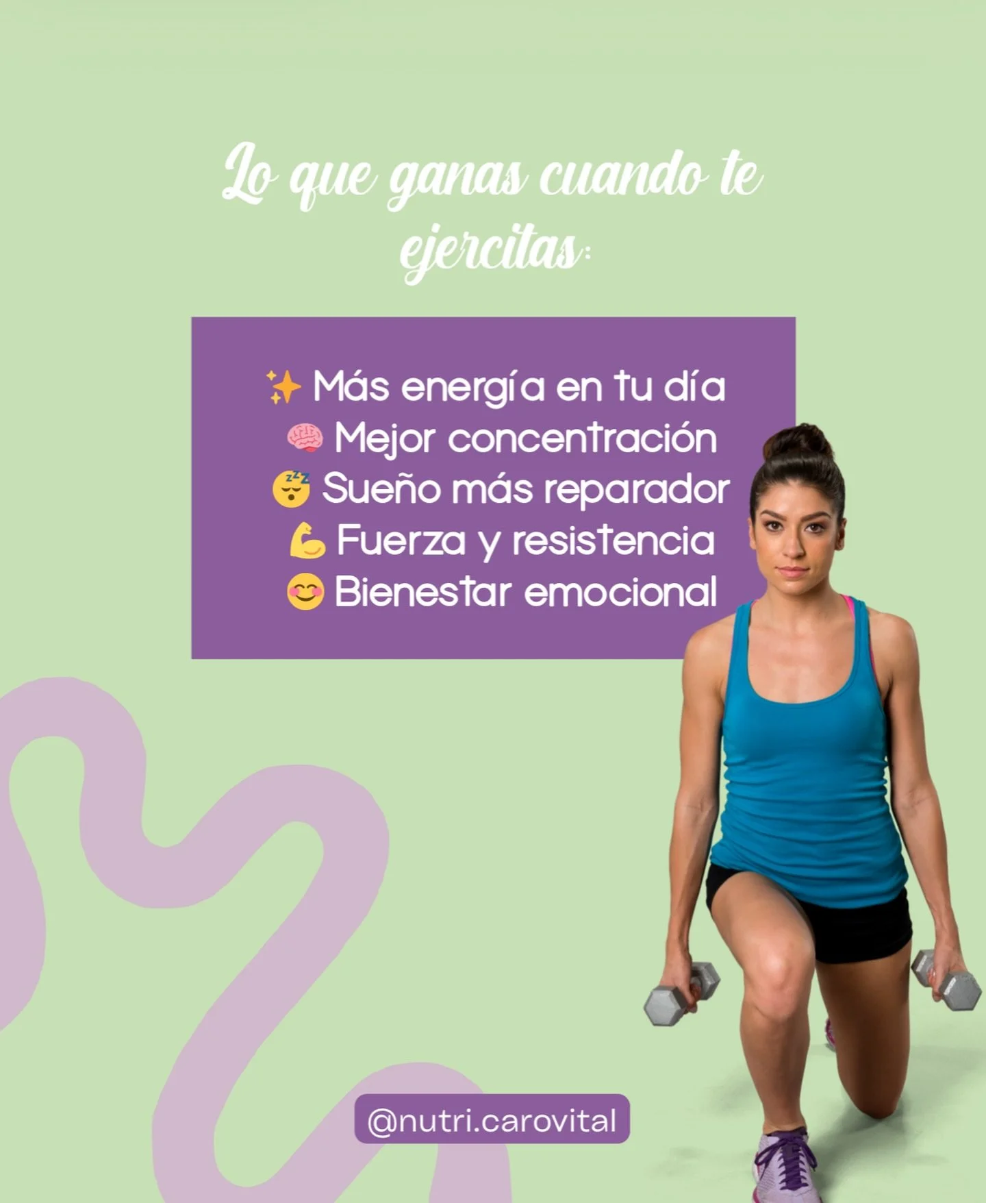 💪 Lo que ganas cuando te ejercitas:
✨ Energ&iacute;a para tu d&iacute;a
🧘&zwj;♀️ Mente m&aacute;s clara
💖 Confianza en ti
🌿 Bienestar integral
🌞 Y una sonrisa que nace desde adentro 🌸 #estudiovital #nutricioncampeche #nutricionmerida #saludybie