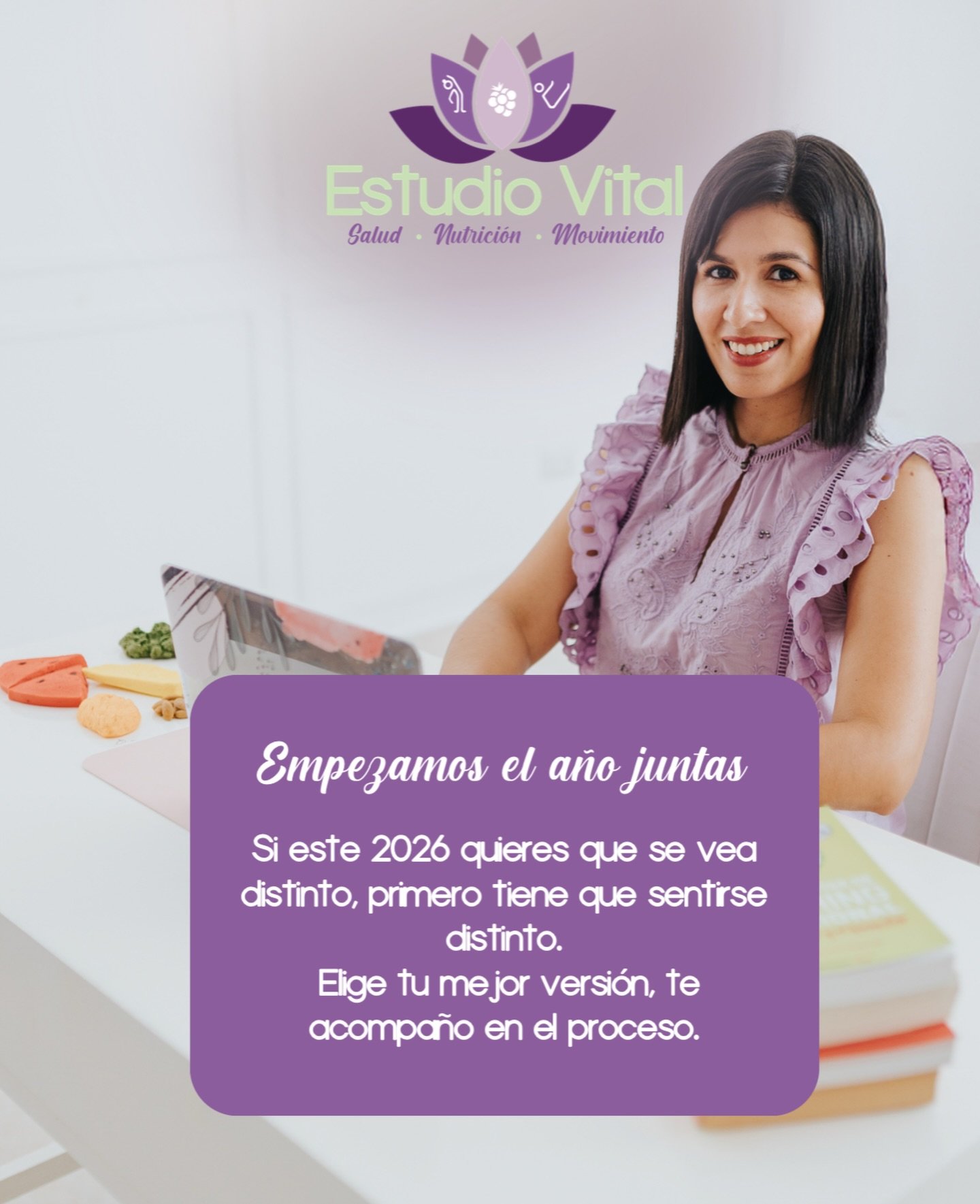 ✨ Empezamos el a&ntilde;o juntas ✨
Si este 2026 quieres resultados distintos, empieza por sentirte diferente.
Nutrici&oacute;n, movimiento y acompa&ntilde;amiento real para crear una versi&oacute;n de ti m&aacute;s fuerte y en equilibrio.
💜 Estoy co