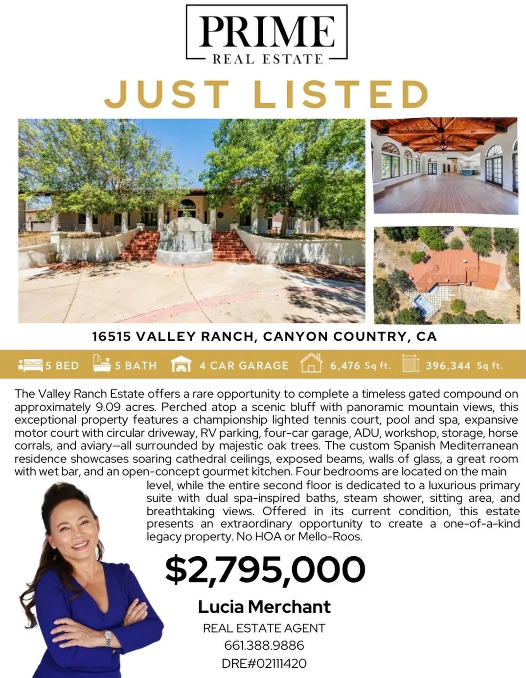 NEW LISTING ALERT!!!
Join me on my Open House today  11:00- 3:00pm
Offered: $2,795,000
No HOA and No Mello Roos